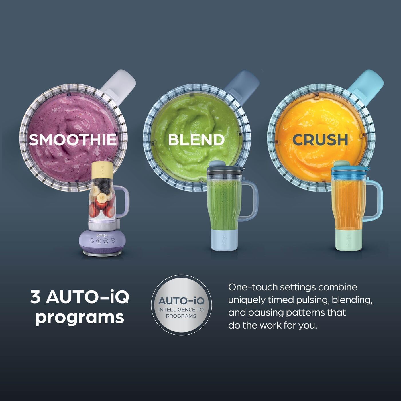 Ninja BlendBoss Blender con bicchiere portatile, frullatore personale con bicchiere da viaggio rimovibile, 3 modalità preimpostate automaticamente, Stone DB351UKST