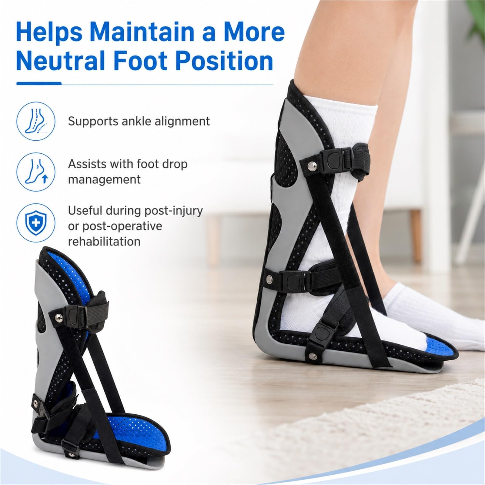Nachtschiene Plantarfasziitis Fußheber Schiene Verstellbare Fußstütze Schlafen Achillessehne Wadendehnung Fersensporn Linderung Orthese für Herren Damen(L)
