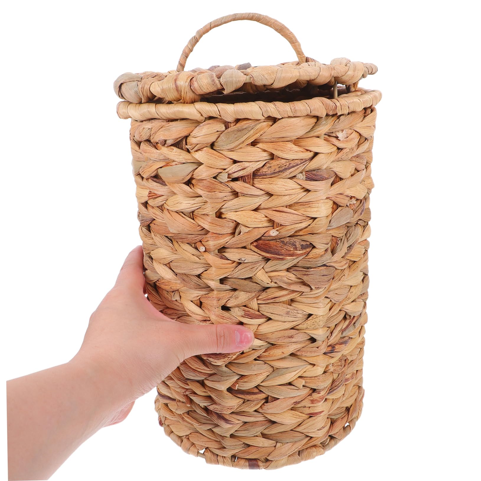 Cestas de Mimbre Hechas a Mano en Forma de Calabaza con Tapa, Bote de Basura Decorativo para Escritorio y Oficina con Estilo Rústico Natural
