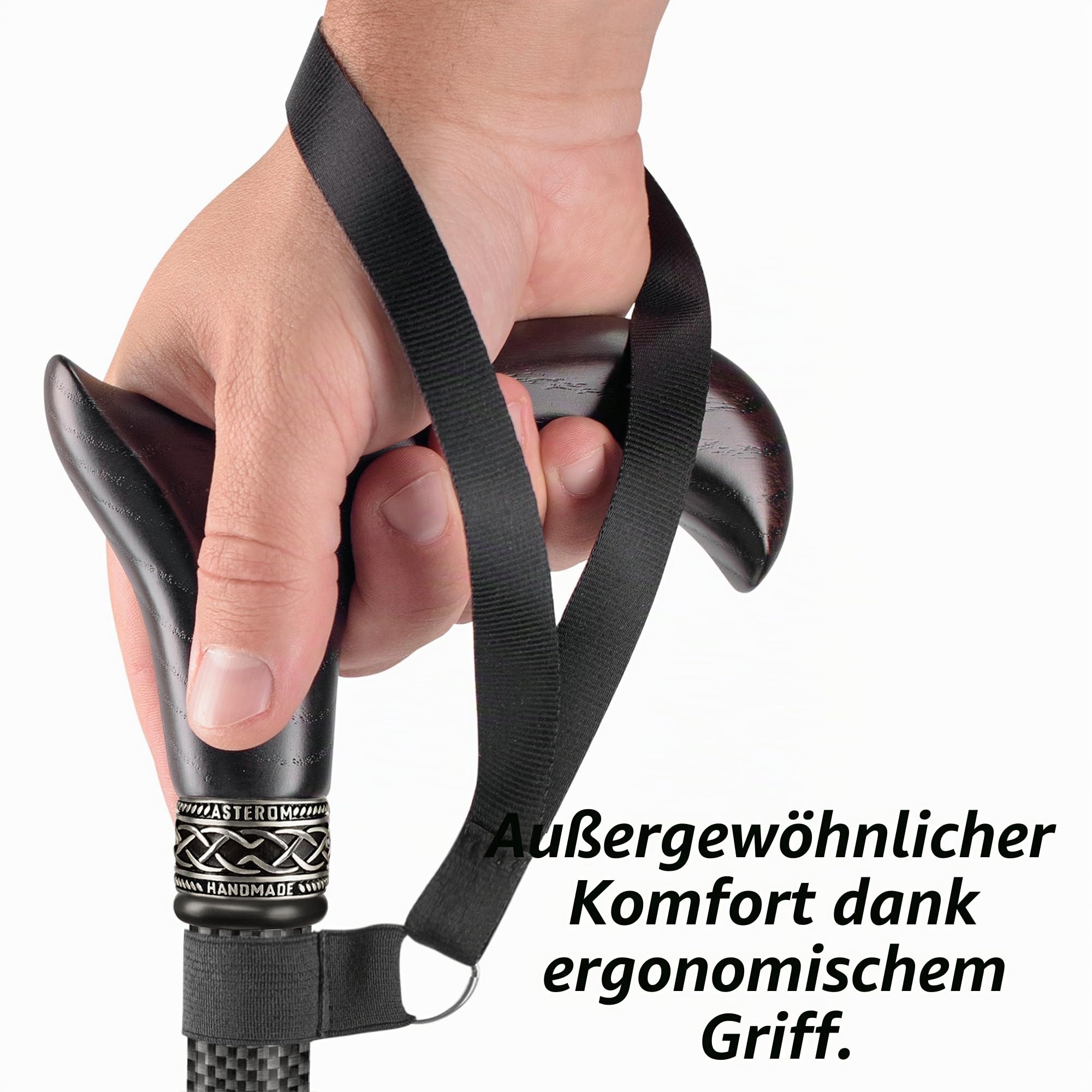 Asterom Carbon Fiber Cane - Lightweight, Ergonomic, Adjustable - Walking Canes for Men & Women, Carbon Walking Cane, Cool Walking Sticks for Seniors