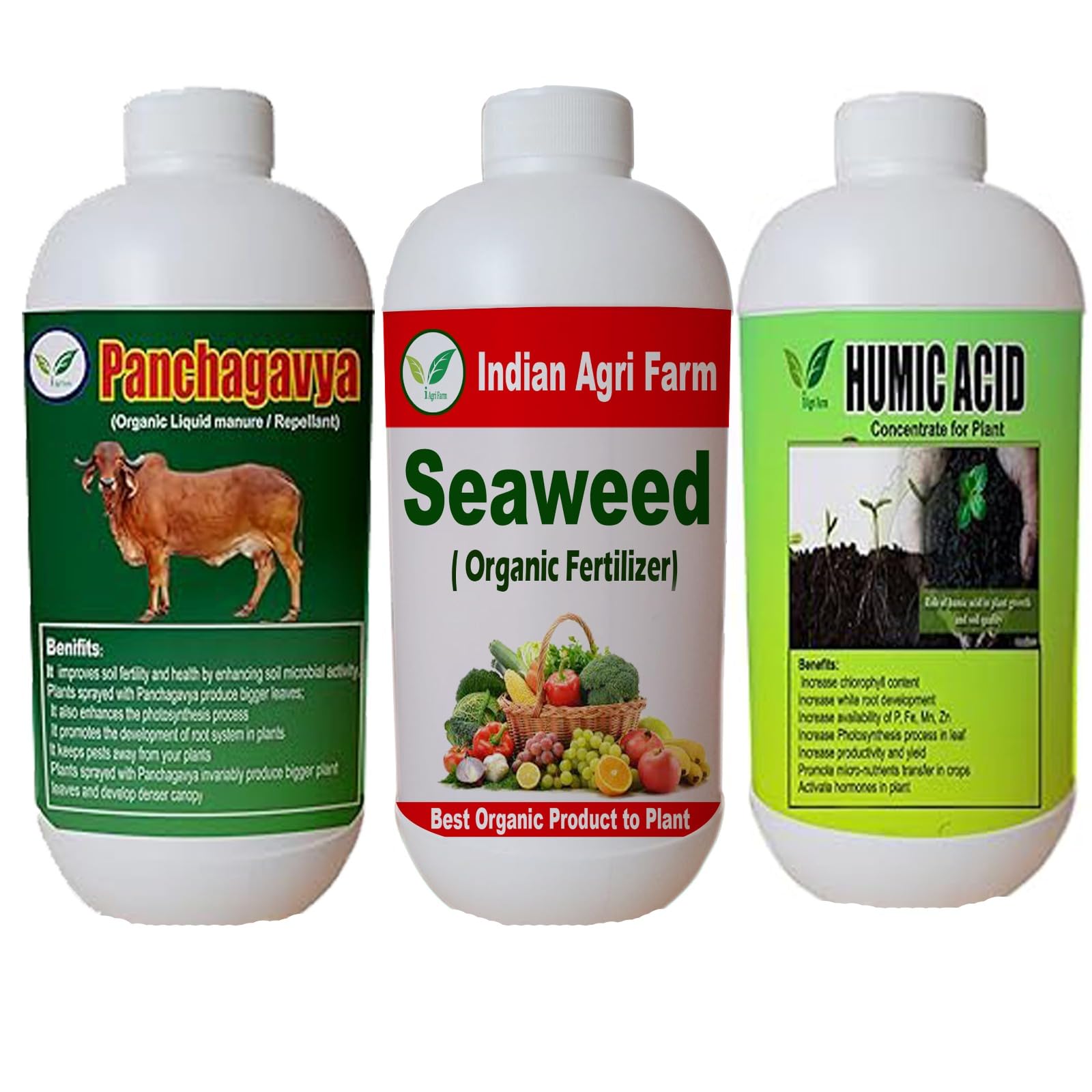 Iagrifarm Seaweed Extract Fertilizer (250ml) & Humic Acid Fertilizer (250 ml) & Panchagavya organic Fertilizer (1Lts) with measuring cup - For Improve Yield, Growth of Plants. (B0D22WGN51) Amazon Price History, Amazon Price Tracker