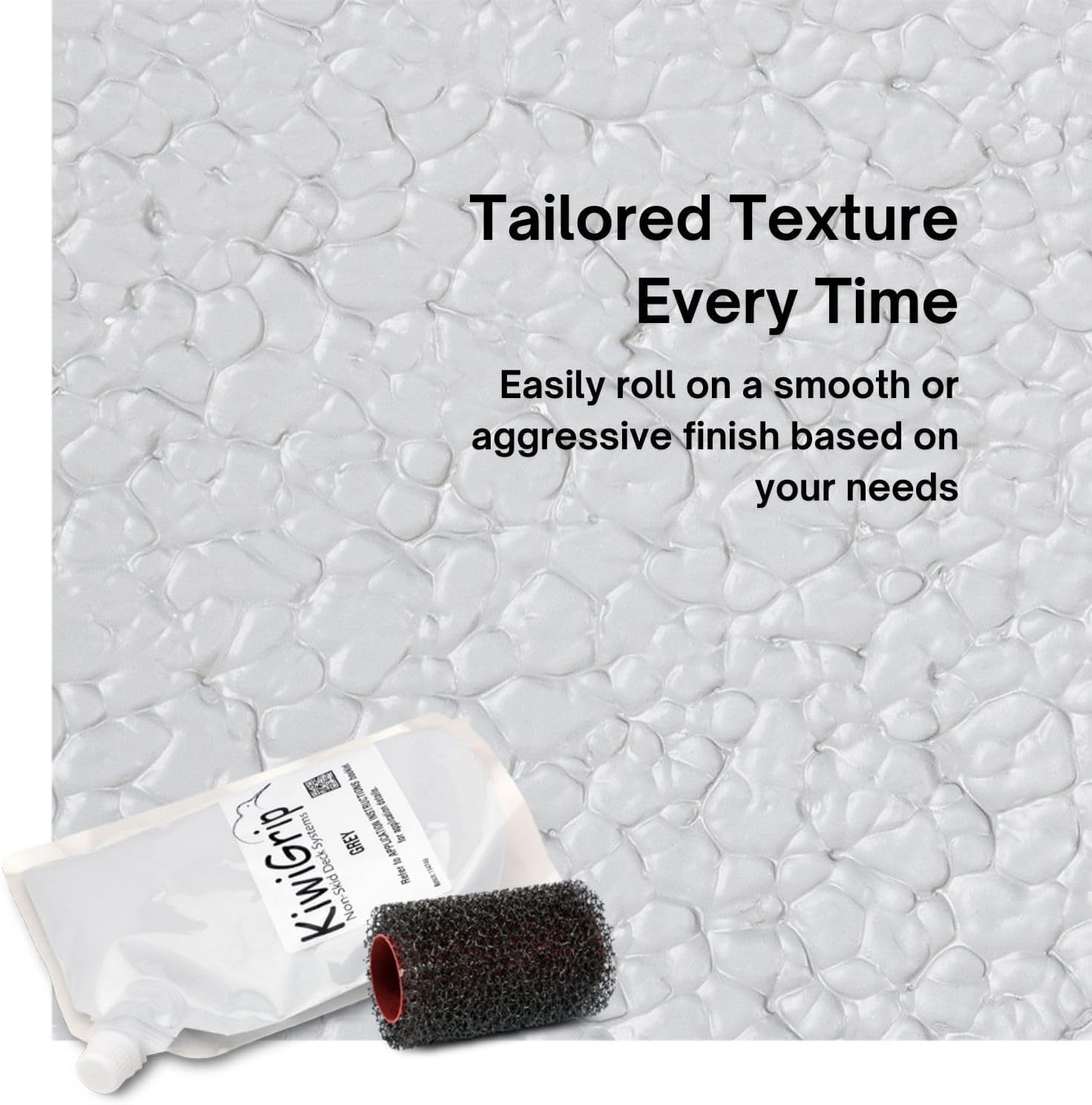 KiwiGrip Non-Skid Coating for Boats, Decks, Ramps or Steps - Grey, 1 Liter - Water-Based Acrylic for Wood, Fiberglass, Concrete, Metal - KG-1GP-R