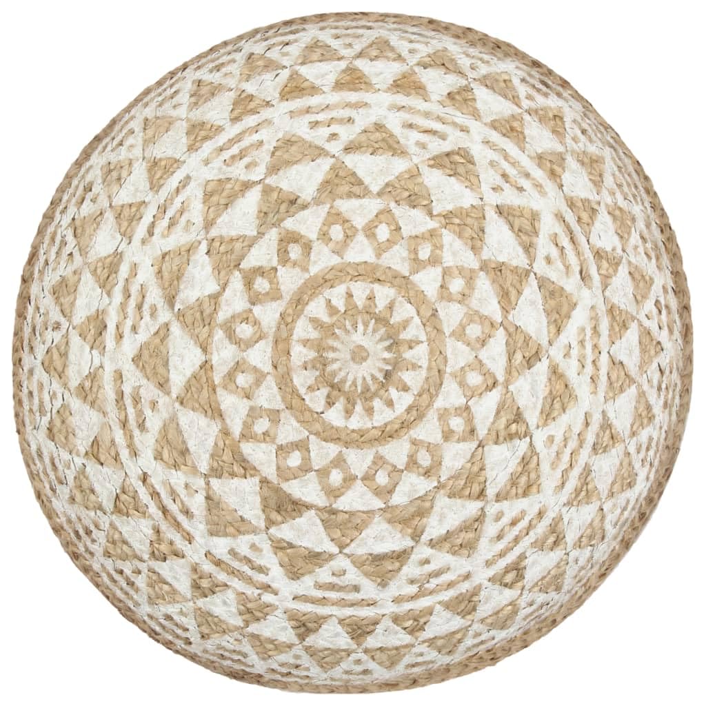 vidaXL Puf Tejido a Mano Yute Blanco 45x30 cm