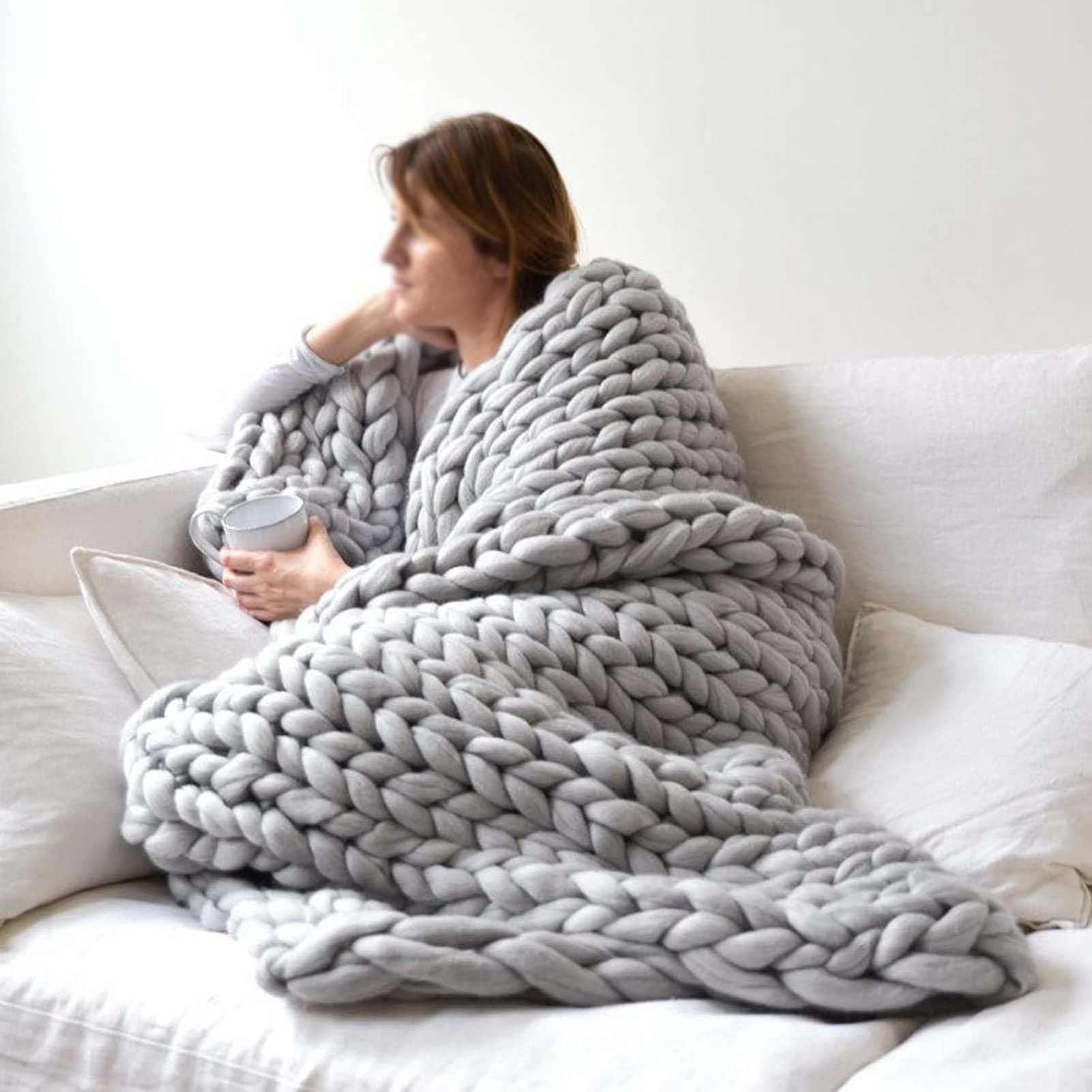 Amazon.com: Amunpitic Chunky Knit Blanket 39.4x59.1in, Chenille