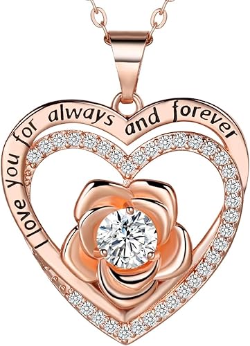 JIACHARMED Jewelry for Women Wife Infinity Rose Heart Birthstone I Love You Neck