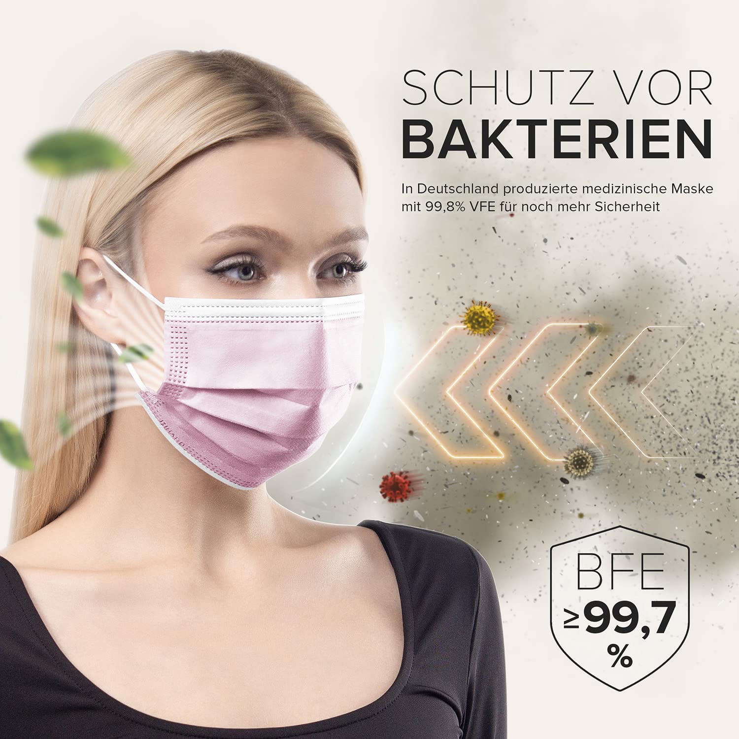 HARD Medizinisch Chirurgische Maske | Made in Germany | OP Maske TYP IIR | Zertifizierte Atemschutzmaske 3-lagig | Filtereffizienz 99,78% | Atmungsaktiv & Hautfreundlich