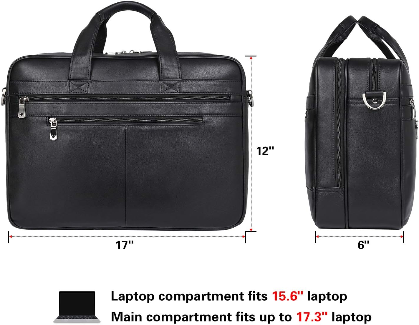 Best Deal Texbo Men's 17 Inch Solid Genuine Leather Professional Laptop Briefcase Messenger Shoulder Bag (Dark Brown)