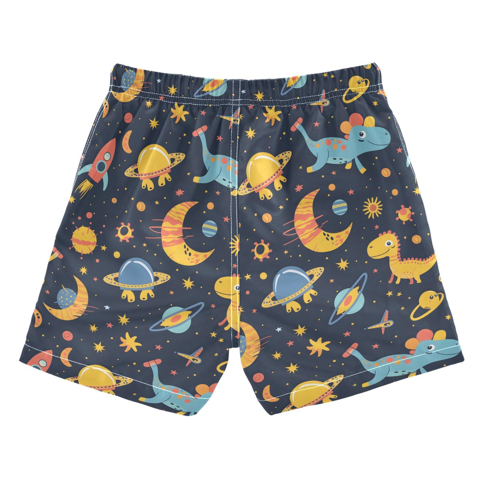 ALAZA Solar System Space Dinosaur Moon Boys Quick Dry Beach Board Shorts Kids Swim Trunks Bathing Suit Swimsuit 5T