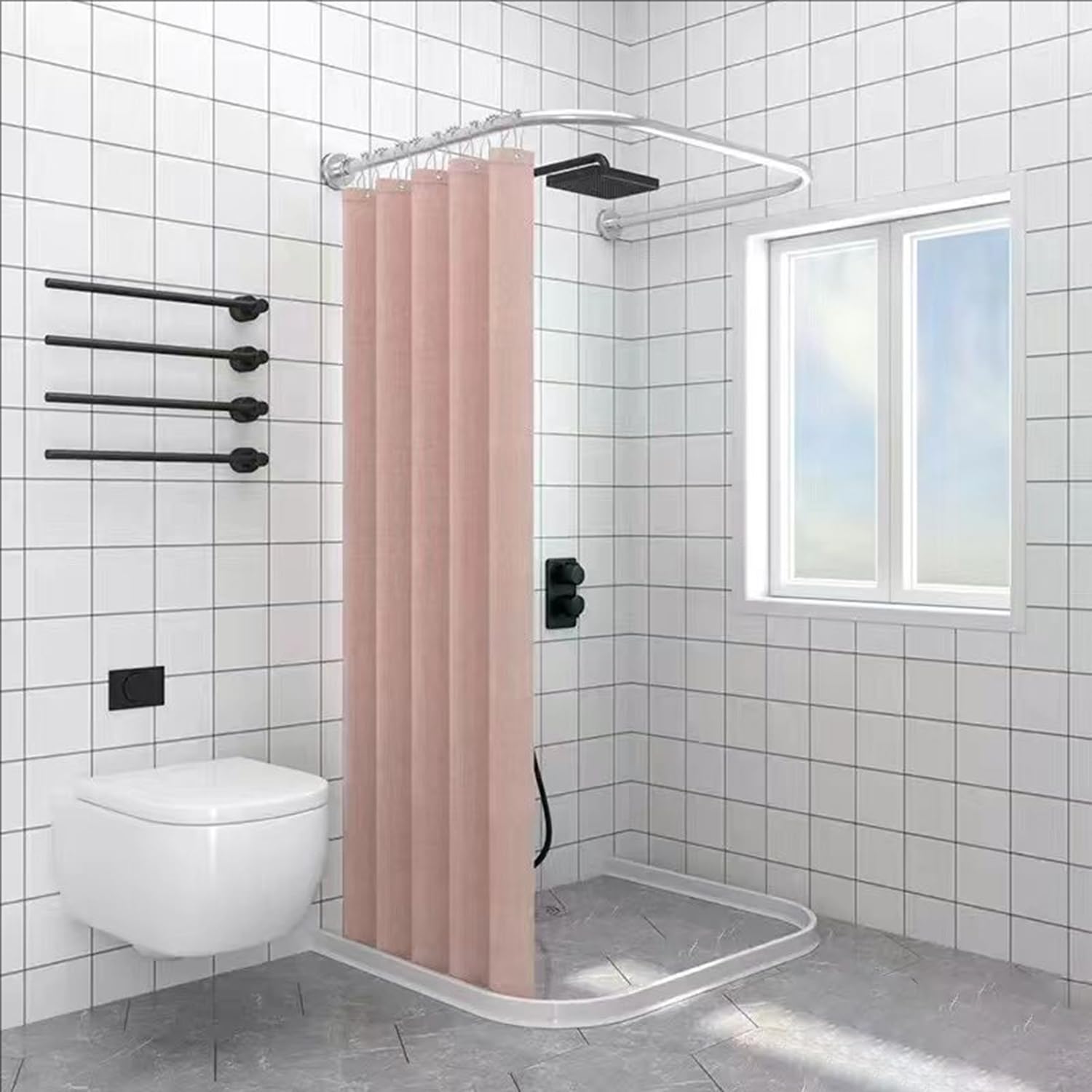 Rideau de douche pliable et magnétique pour une séparation sèche et humide impeccable