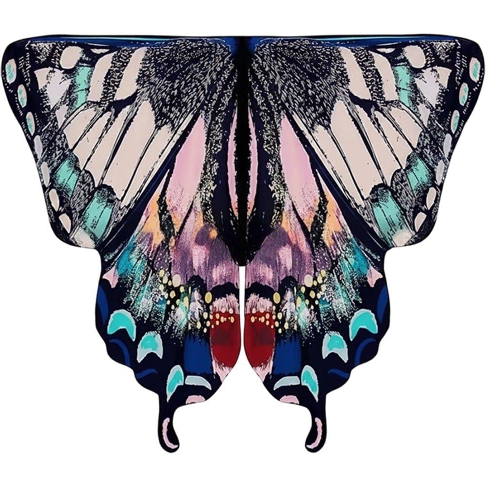 Lamdbao Butterfly Wings Shawl Colorful Butterfly Wings Cape Double Sided Printed Butterfly Wings Costume Fancy Dress Up for Women