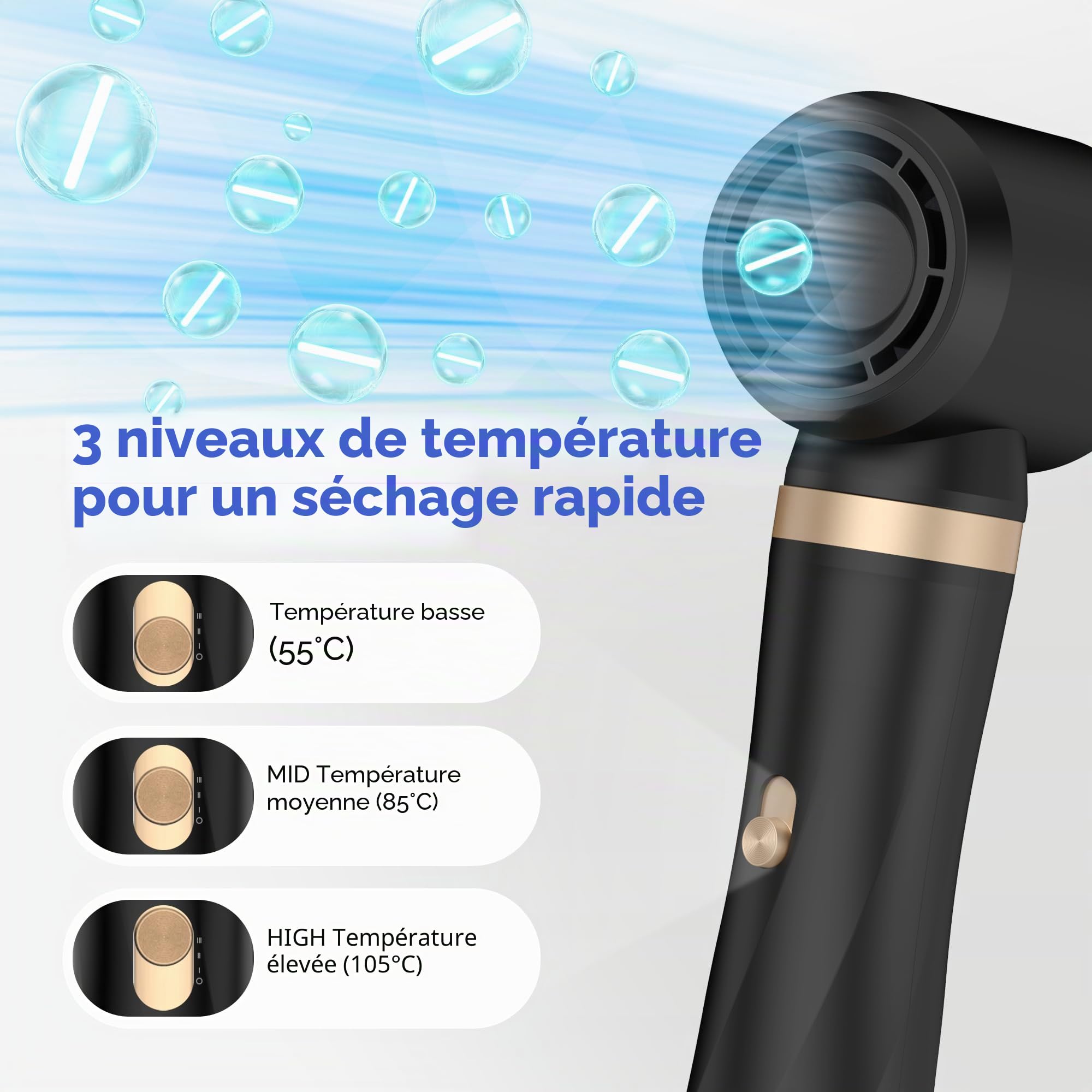 UMIGA Airstyler 5 en 1 Brosse Soufflante Air Styler set Hair Styler Airbrush Fer a Boucler Brossee Soufflante Brosse Lissante Pour Cheveux, Kit de coiffure Pour Sécher