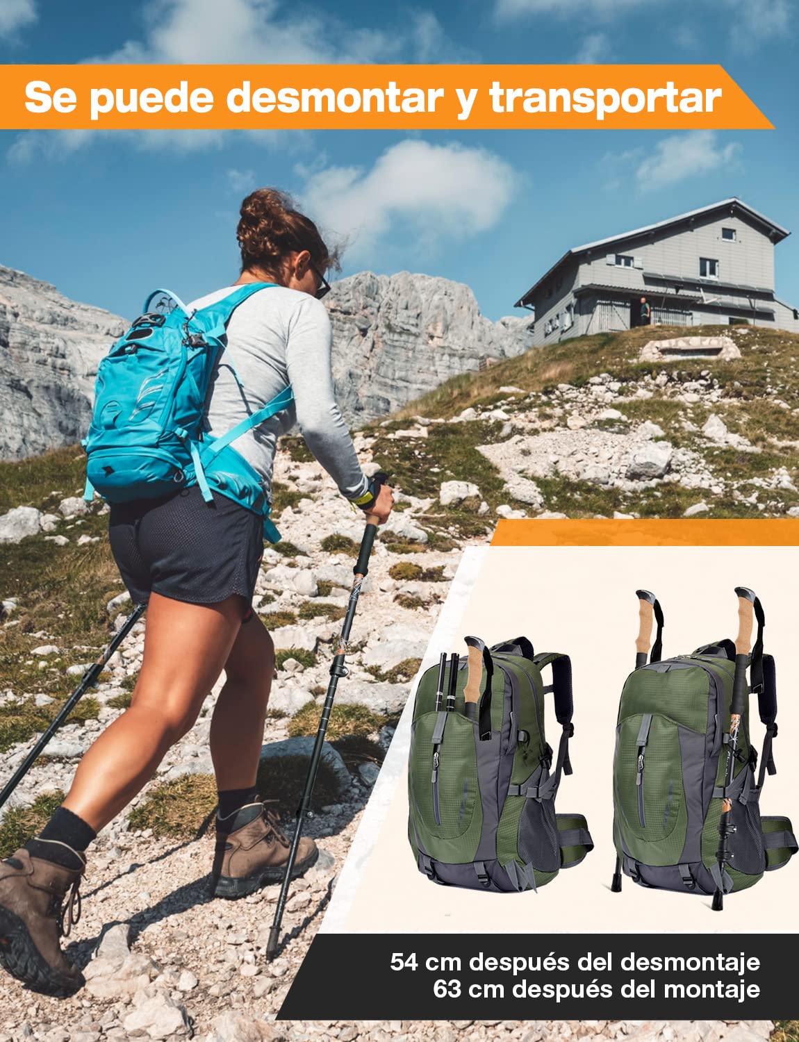 Glymnis Bastones Trekking de Fibra de Carbon Bastones Senderismo Ultra Ligero Telescopicos 2pcs Ajustable 65cm~130cm Mango de Corcho y EVA para Senderismo Alpinismo Trail Viaje Correr Acampar
