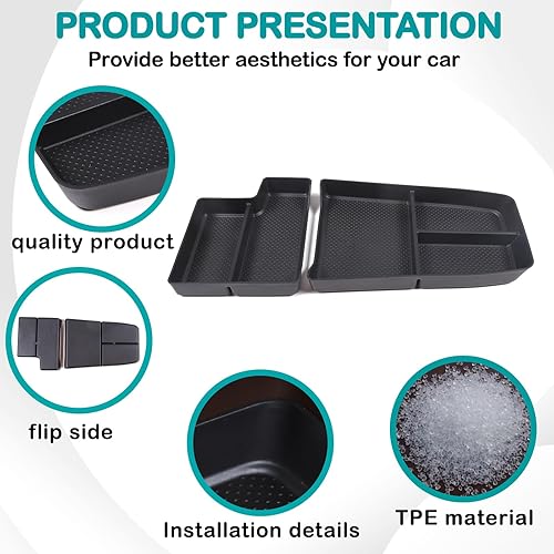 Miniatura 4 de Hudiriy Caja de almacenamiento para auto compatible con BMW X1 U11 2023 2024 Bandeja organizadora de consola inferior, caja de almacenamiento TPE