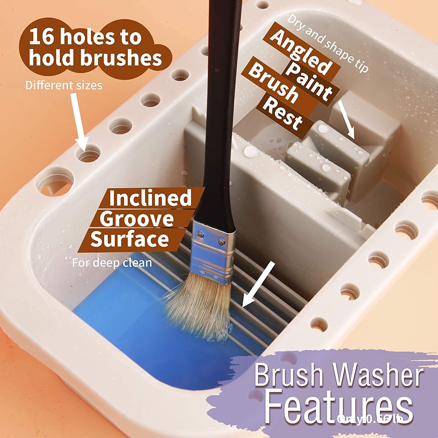 Brush Washing Bucket Multi-Use Paint Brush Basin with Art Palette Brush Holder Brush Washing Tool