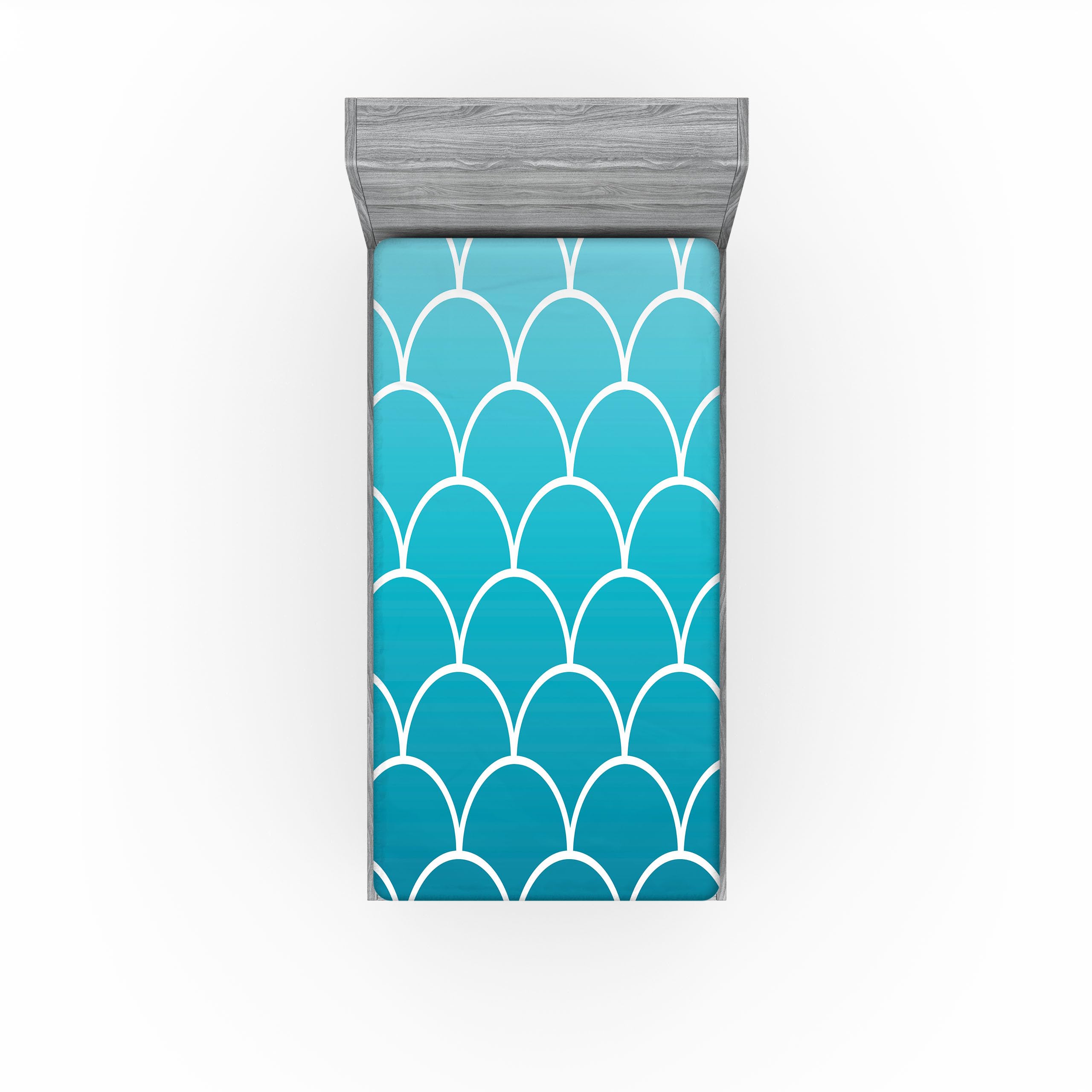 Ambesonne Aqua Ombre 2 Pack Fitted Sheet, Mermaid Tail Squama, Bed Cover All-Round Elastic Deep Pockets 2 Pieces, Package Contains 2 Twin XL Size Fitted Sheets, Blue Aqua