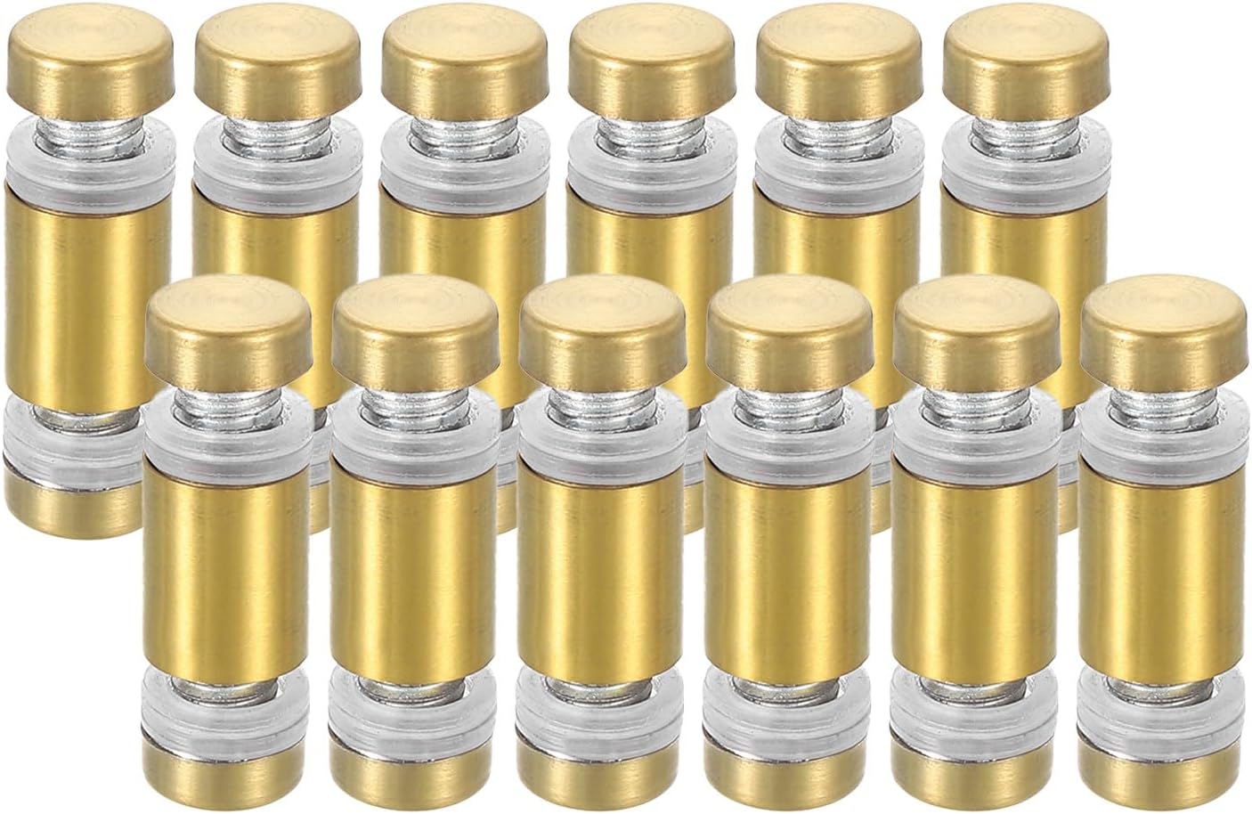 12Pcs 1/2"x1" Sign Standoff Screw for Office Stainless Steel Advertising Gold