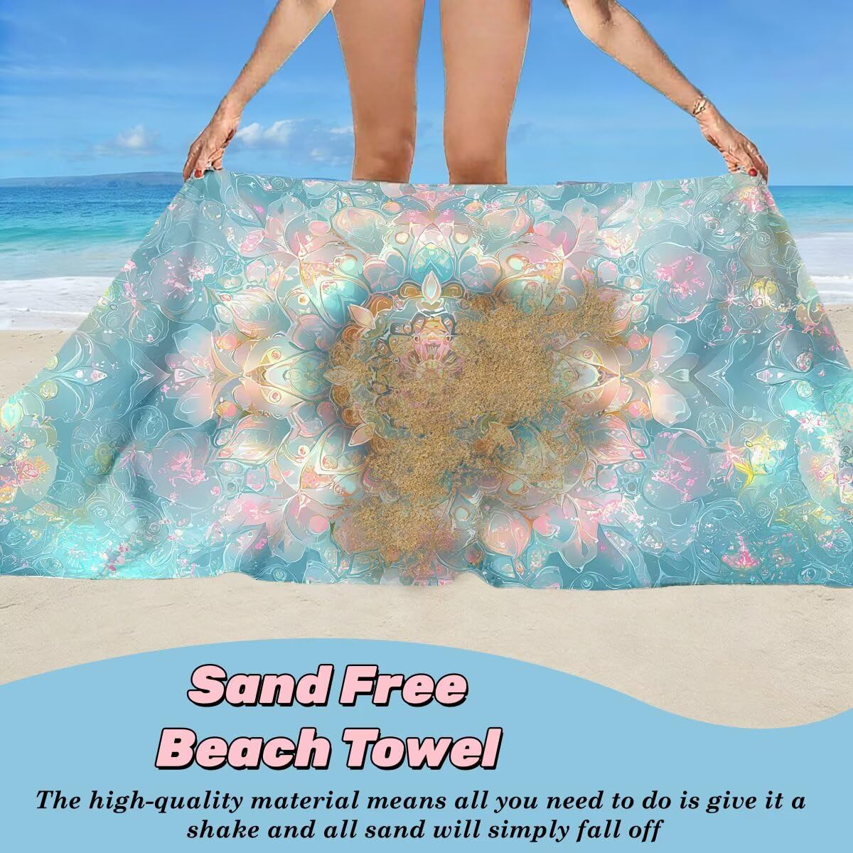 Serviette de Plage XXL 100x220 cm, Lot de 2 Serviette de Bain Microfibre, Anti Sable Serviettes Plage, Séchage Rapide Drap de Bain pour Homme Femme, Portable Serviettes pour Natation (Mandala) -3957