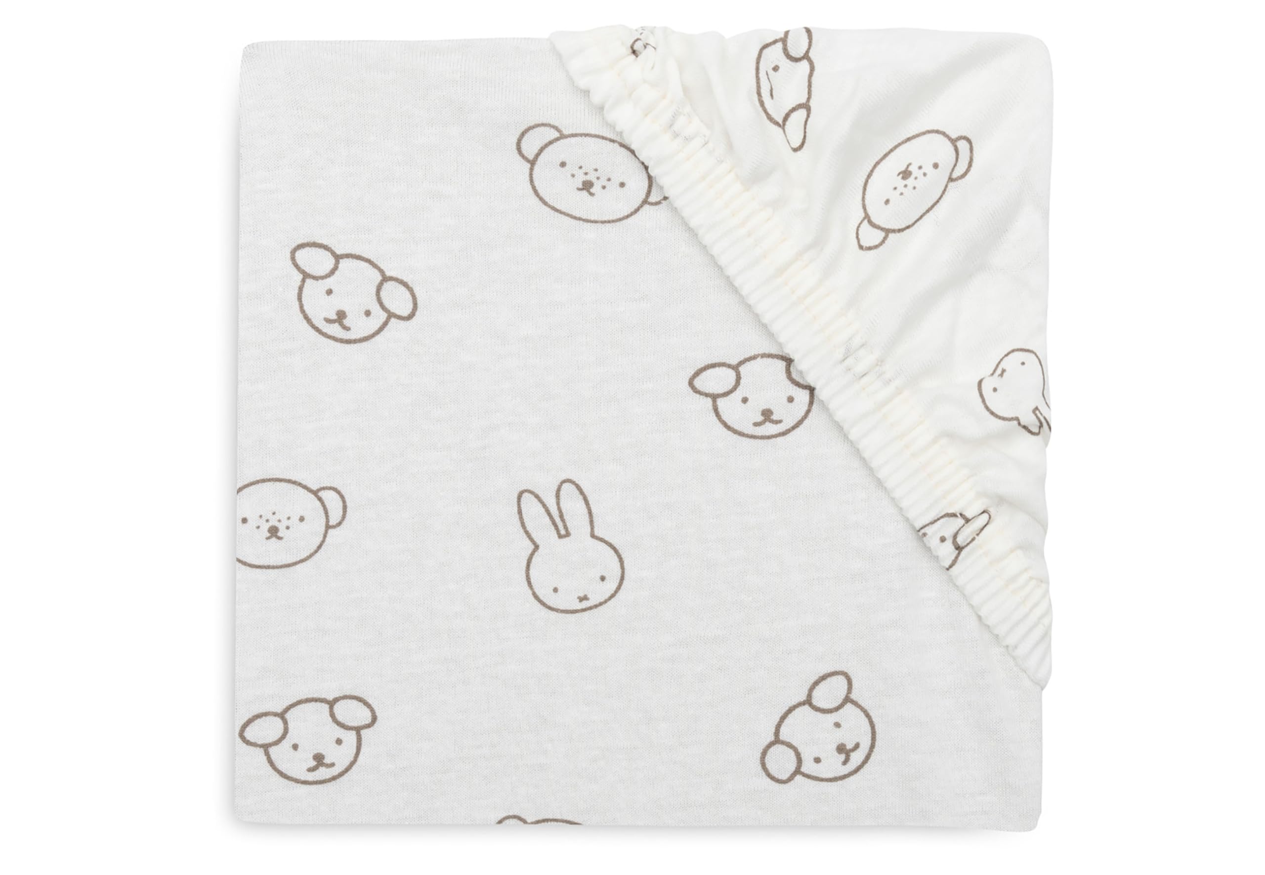 Jollein Fitted Sheet Jersey, For the Cradle, Miffy and Friends, 40/50x80/90cm, Cotton Crib Sheet, Baby Bed Sheet
