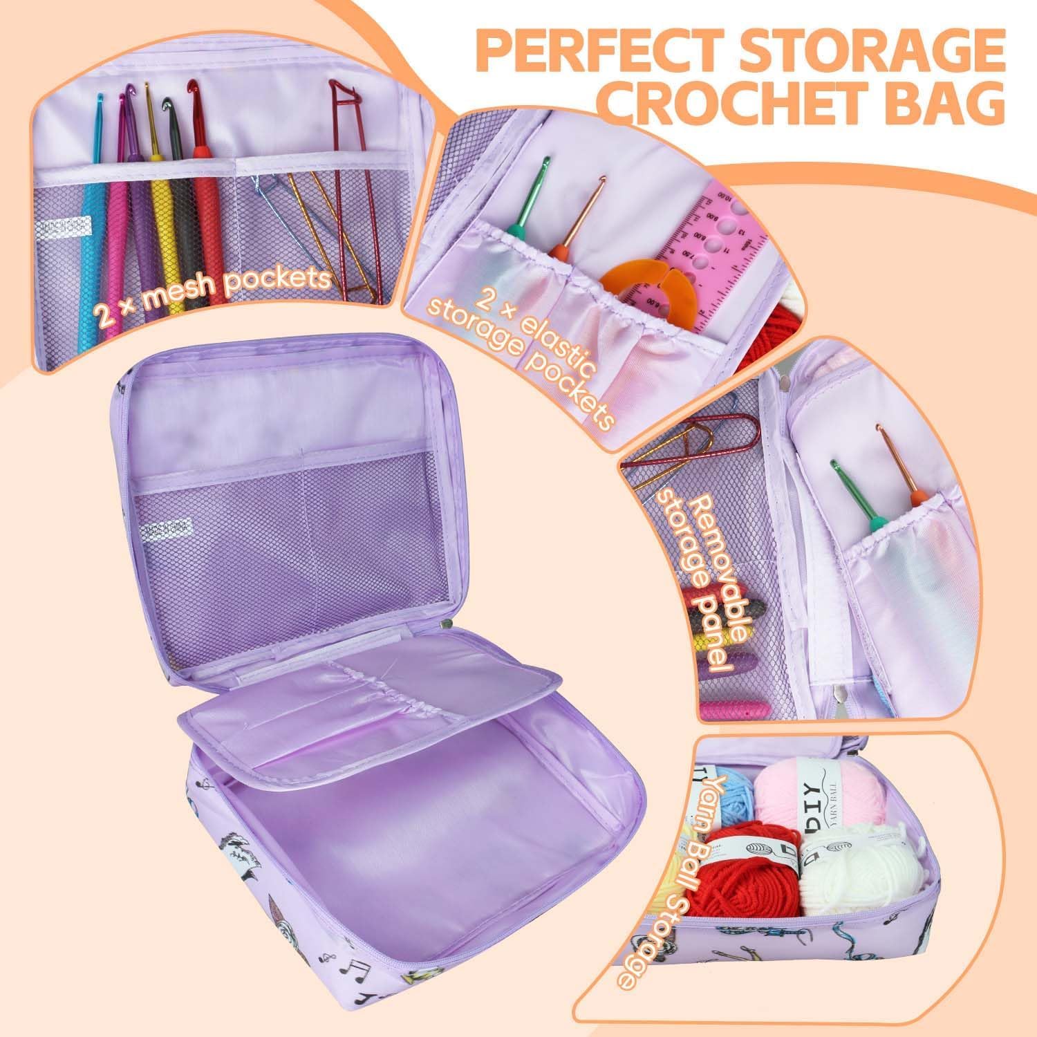 QLECT Crochet Needle Kit 107Pcs with Carry Bag DIY Crochet Kit with Tools & Accessories Comprehensive Crochet Kit for Beginners & Professionals 1