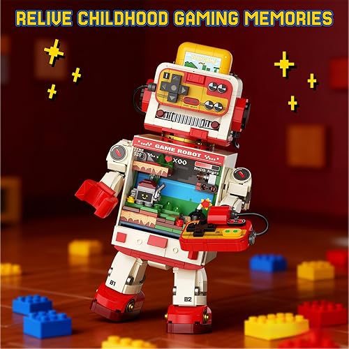 Miniatura 6 de Fantastic Idea Game Robot Juego de bloques de construcción, juguetes de construcción de consola de juegos retro, colección y exhibición estilo
