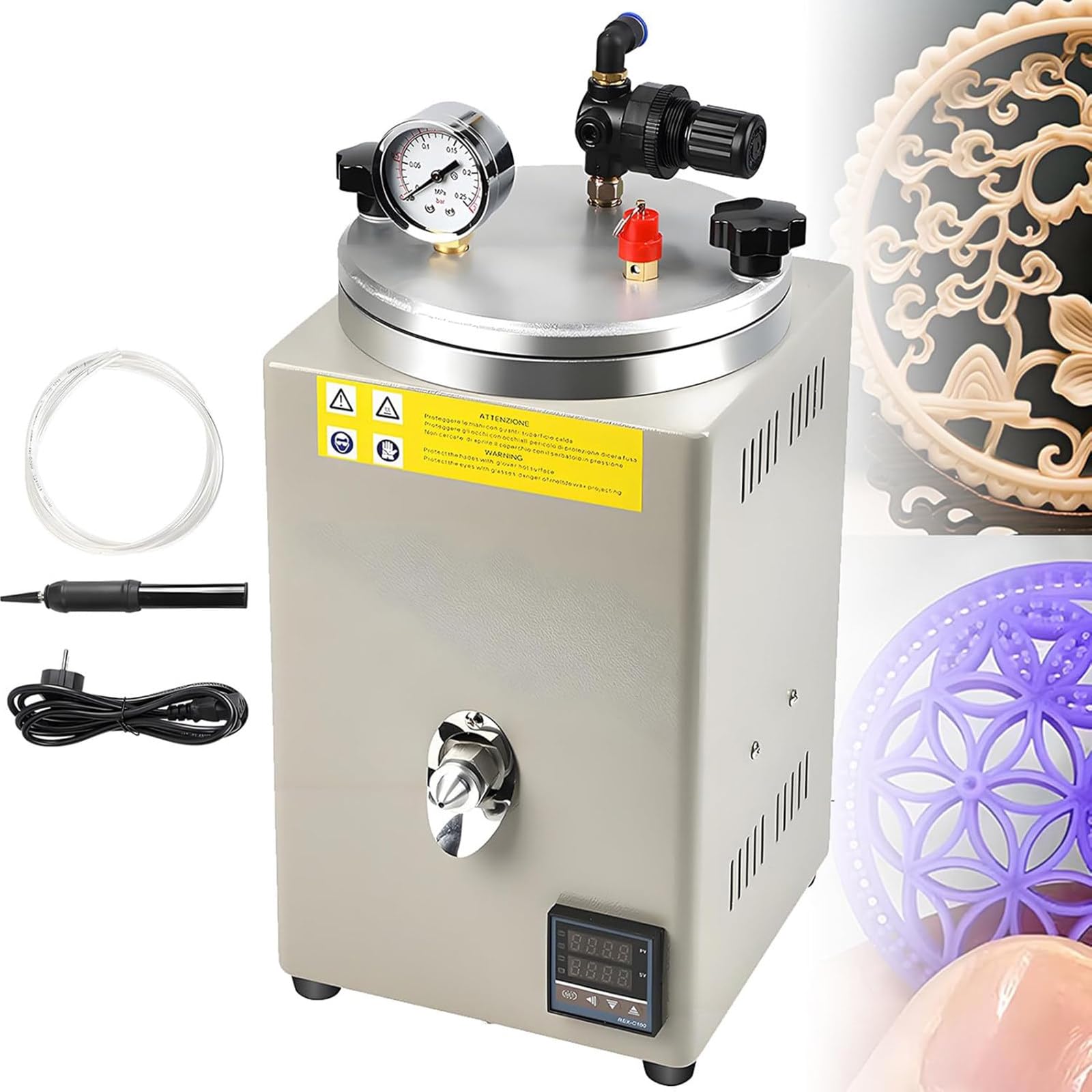 LQQYJSM Melting Wax & Wax Injector 2-in-1 Machine, Wax Melting Mold Making Machine Precise Temperature Control from 0-110°C, for Jewelry Casting, Candle & Wax Seal Making