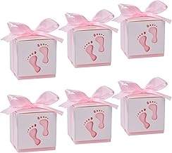 50pcs Baby Shower Communion Gift Box Paper Box with Ribbon, Decoration for Baby Birthday, Baby, Christening Party