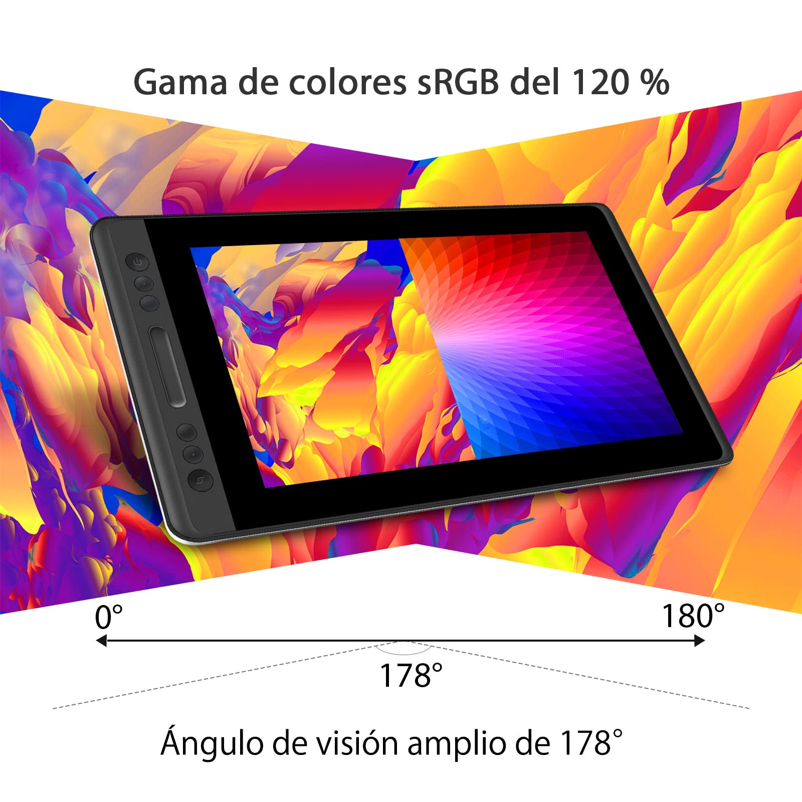 HUION Kamvas Pro 13 Tableta Gráfica con Pantalla, 120% sRGB, Monitor de Dibujo Laminado Completo, Pantalla de Lápiz Full HD de 13,3 Pulgadas y Lápiz Digital Preciso para Diseño Digital, con Soporte