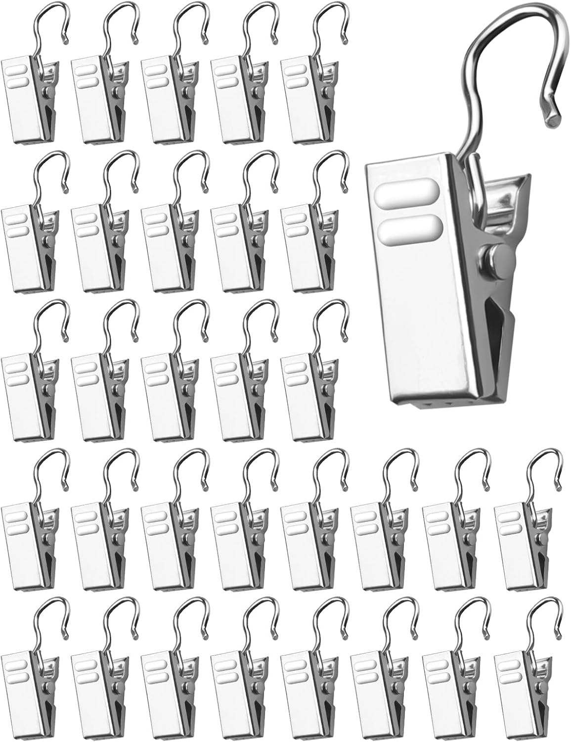 Sinofort 100Pcs Curtain Clips with Hooks 33mm/1.3in Stainless Steel
