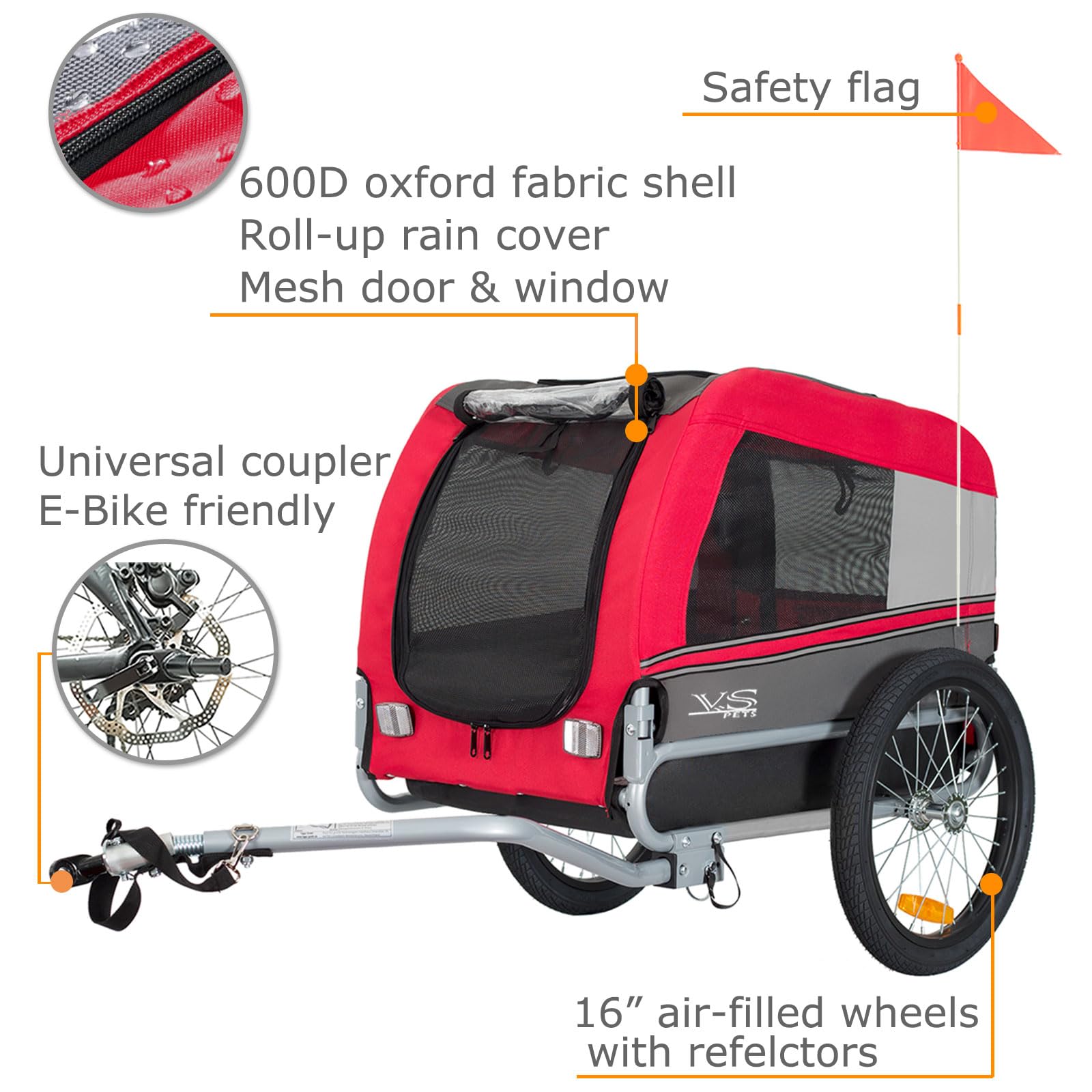 Tiggo VS Pets M Hundeanhänger Fahrradanhänger für Hunde Hundefahrradanhänger 80201
