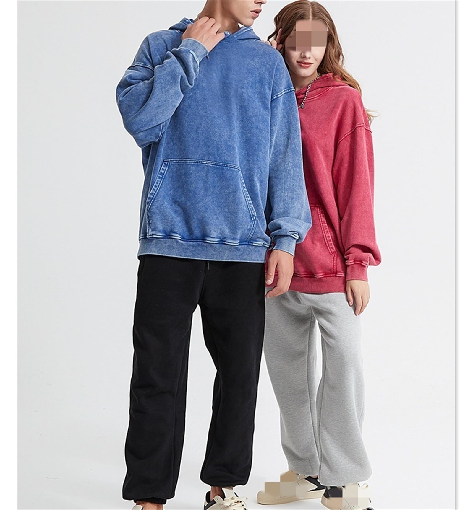 Generisch Bluza z kapturem oversized dla kobiet, vintage, bluza z kapturem, dla par, vintage, dla mężczyzn i kobiet, na jesień i zimę
