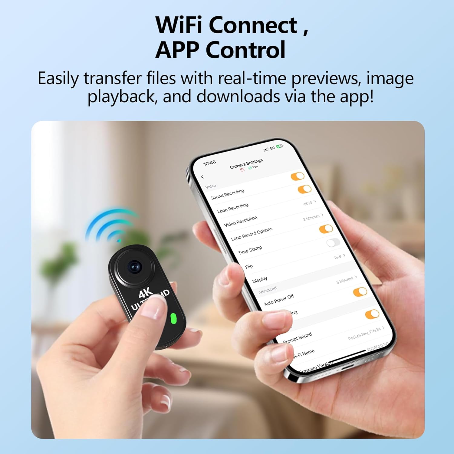 4K Thumb Action Camera - 128GB Mini Body Cameras with WiFi, 150° Wearable Hands-Free Chest Recording POV Camera - Magnetic Personal Clip On Camcorder for Cycling/Travel/Outoor/Work (Black)