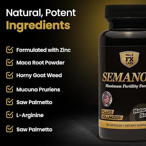 Miniatura 5 de Semanoide 60 cápsulas fórmula máxima de fertilidad y volumizador ingredientes avanzados de fertilidad y mezcla de vitaminas para hombres suministro