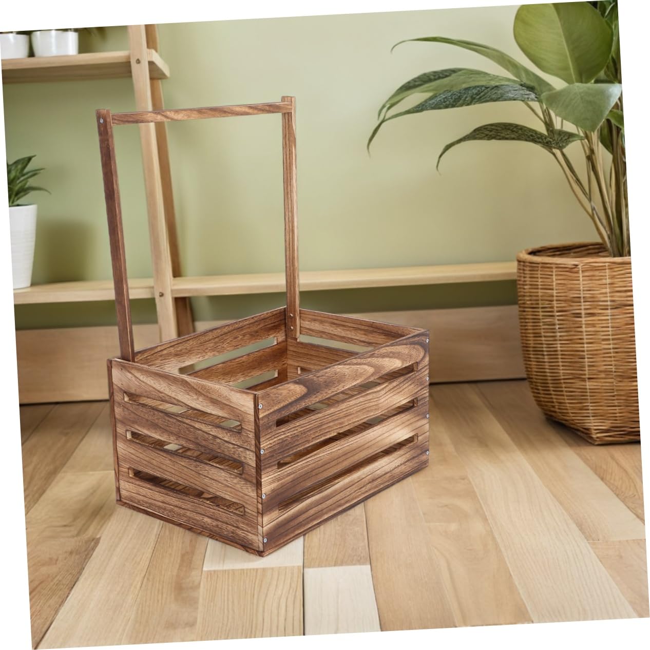 Cesta de Madera con Asa para Baby Shower y Recién Nacidos