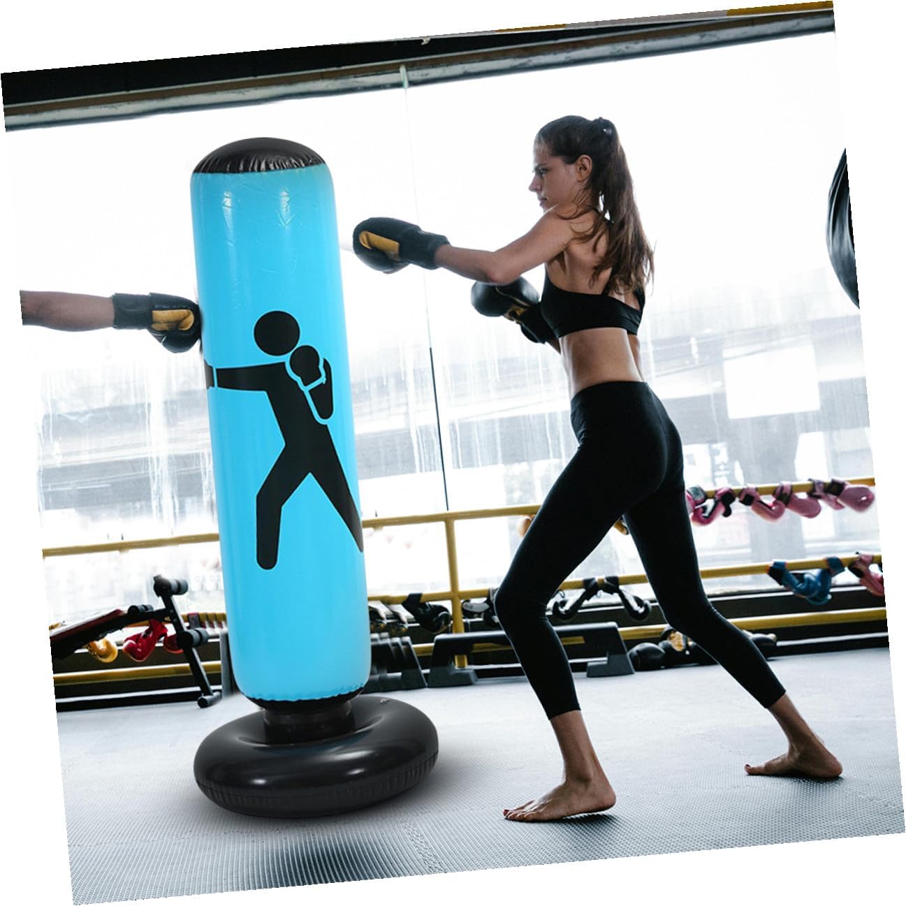 Inflatable Kickboxing Bag Freestanding Punching Column Thickened Exercise Boxing Bag for Adults and Blue Tumbler Training Equipment for Home Gym Workout