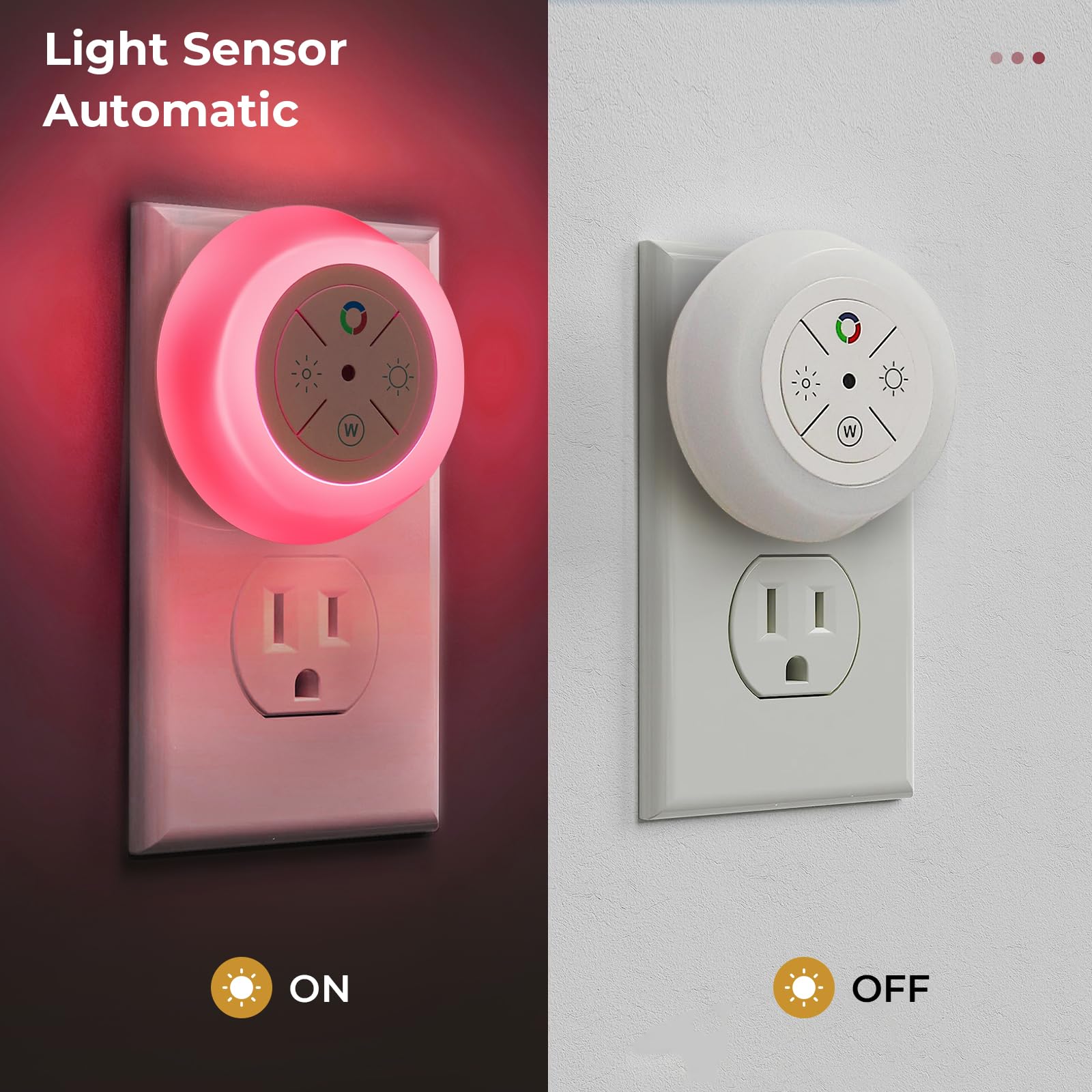 Wand-Nachtlichter zum Einstecken von Dämmerung bis Morgendämmerung, 12 LED-Farbwechsel, dimmbare Lichter für Schlafzimmer, Treppen, Küche, Flur, Waschküche, Wohnzimmer