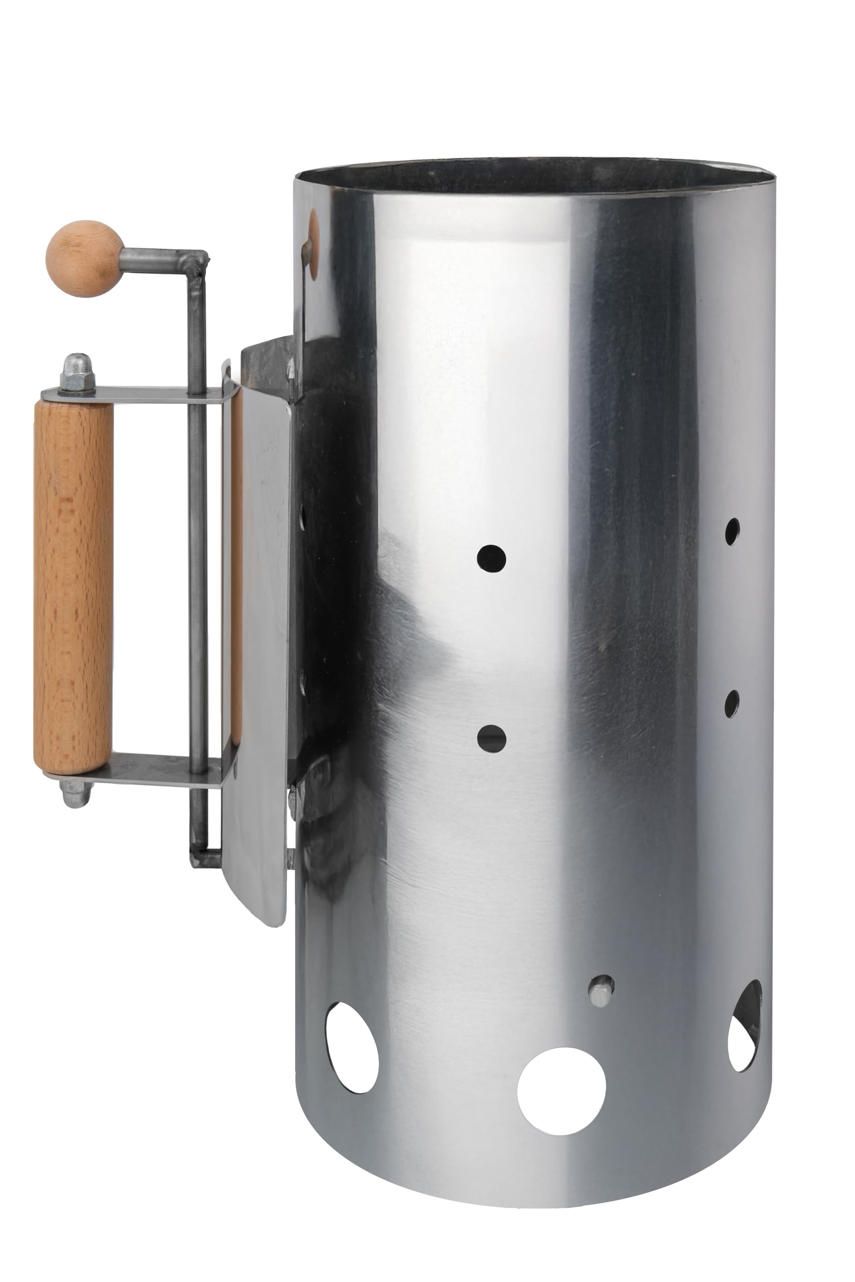 La Ferrotecnica Ciminiera Accenditore per Carbonella, Acciaio Inox, Diametro 14,5 cm, Altezza 28 cm, con Manico Sicuro