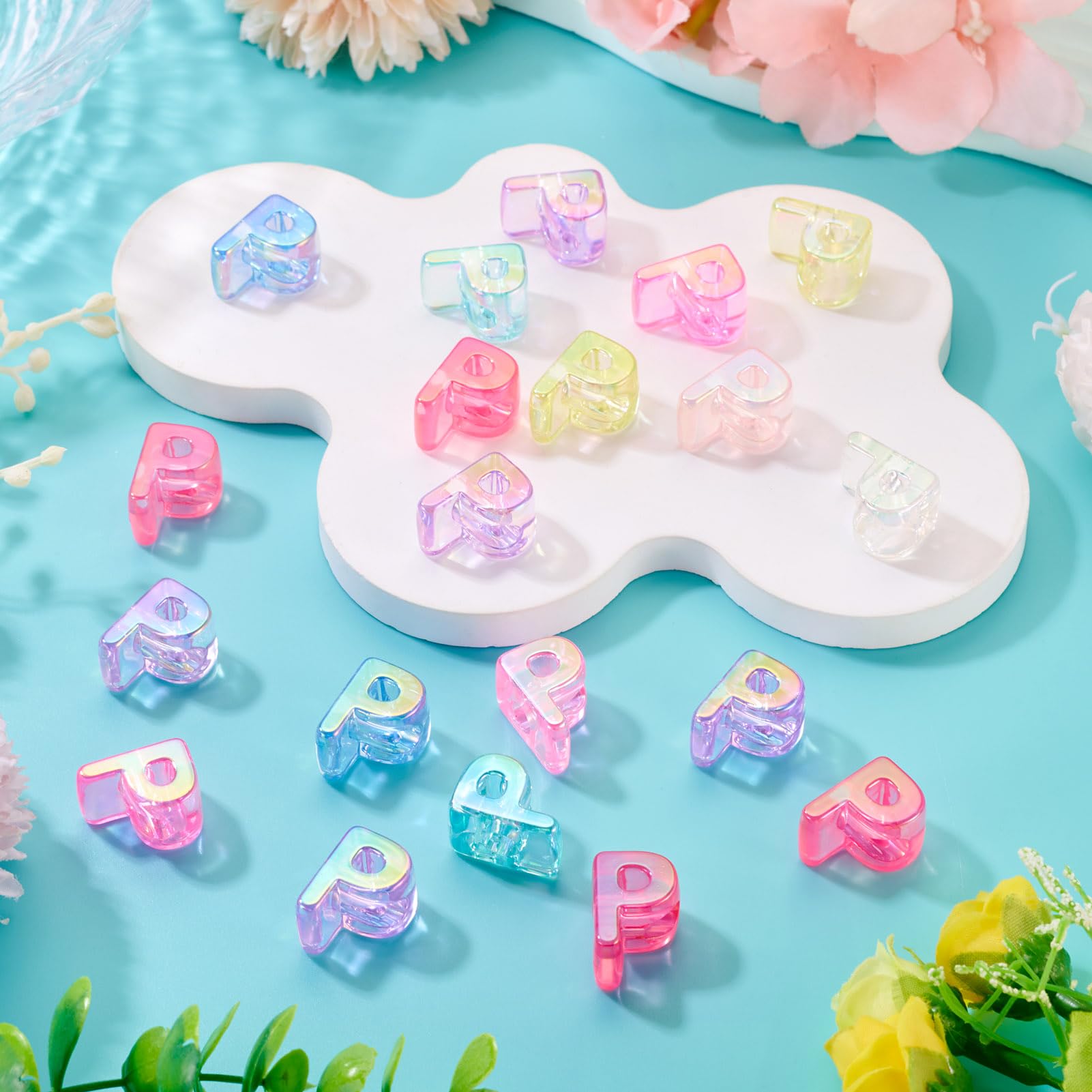 20Pcs Large Acrylic Letter Beads, Big Iridescent Letter Alphabet Beads - Image 6