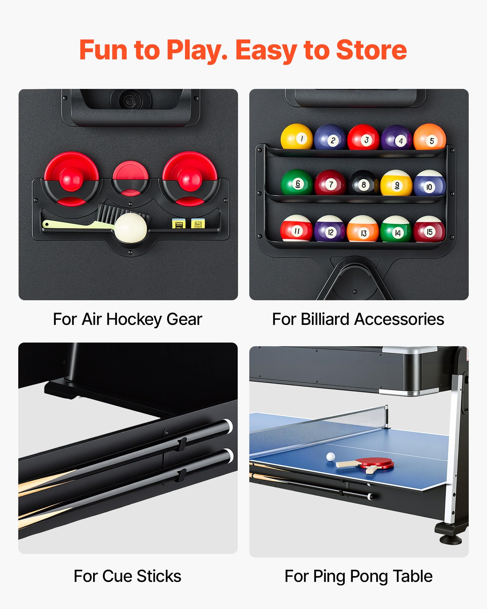 VEVOR Table Multijeux 221,5 cm, Air Hockey, Ping-Pong et Billard 3 en 1