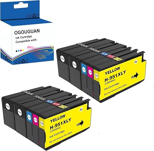 Miniatura 1 de Cartucho de tinta compatible para HP 950XL 951XL (10 unidades Combo, 4BK&2C2M2Y), alto rendimiento para Officejet Pro 8600 Plus 8600 8610 8620 8630