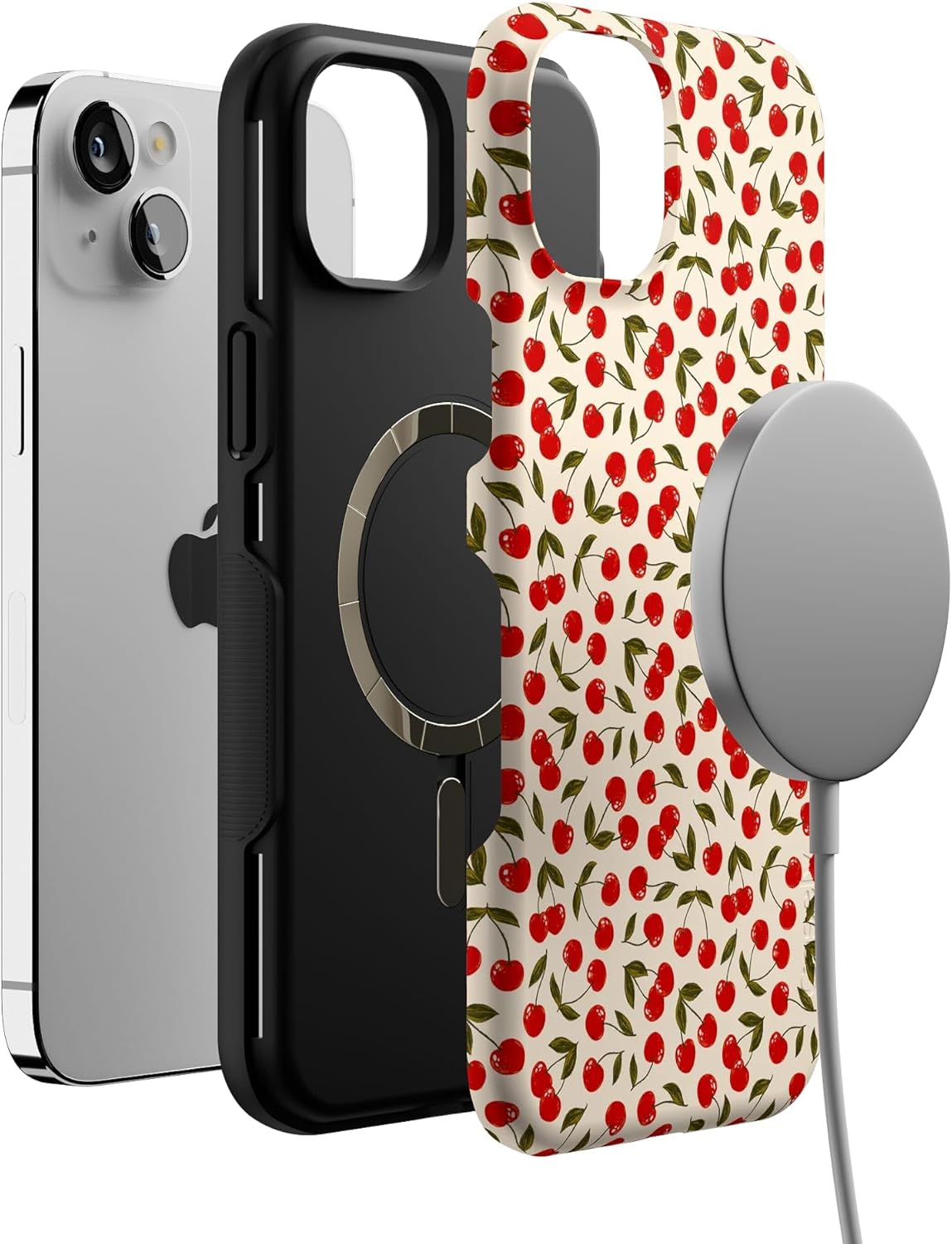 Casely iPhone 14 Plus Case | Cherry on Top | Red Cherries | Bold Protective Design | Compatible with MagSafe
