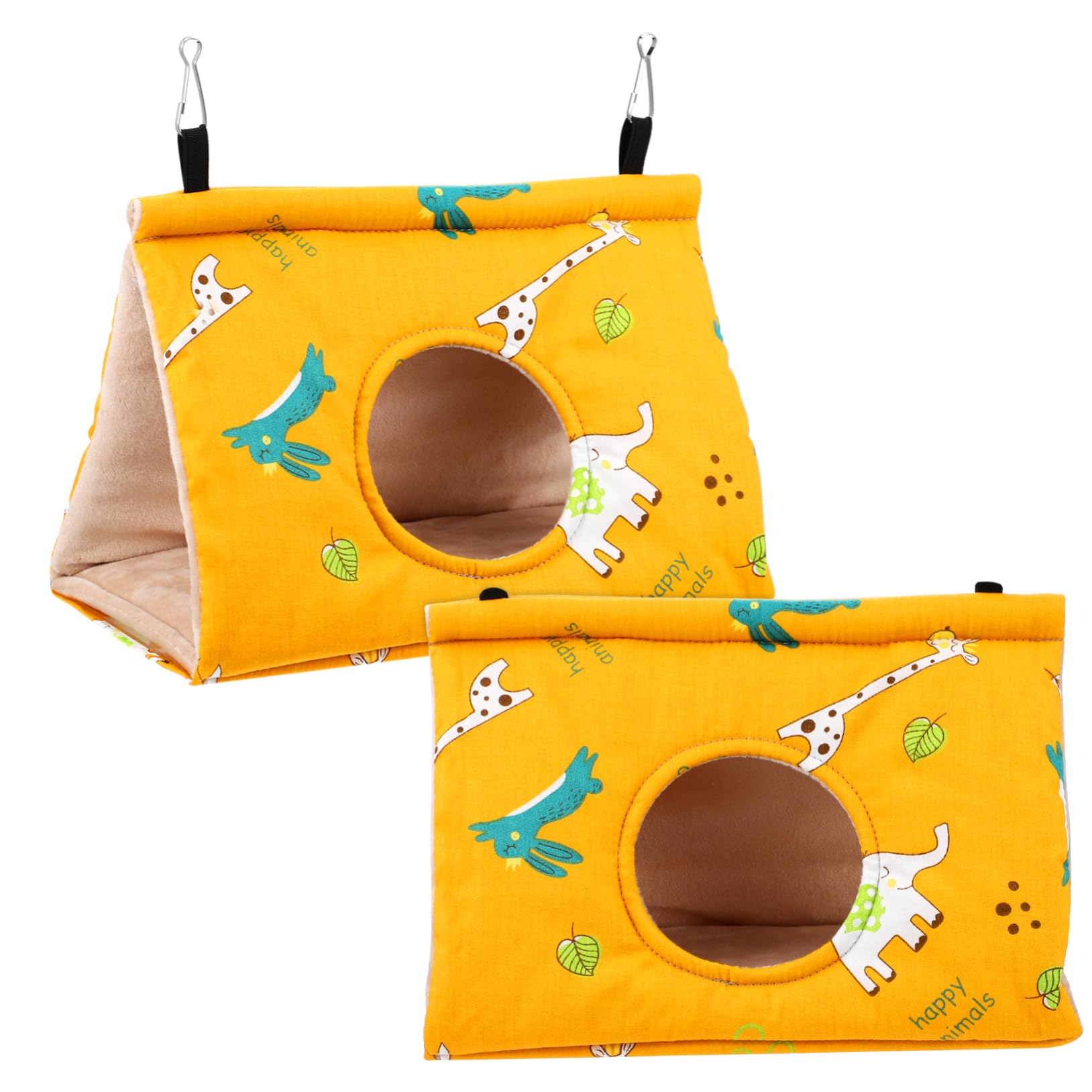 Nidos de Pájaros Colgantes Cálidos para Invierno Orificio Redondo, Vellón de Cristal y Algodón, Tamaño Mediano Amarillo, Adecuado para Loros y Periquitos en Jaulas y Jaulones