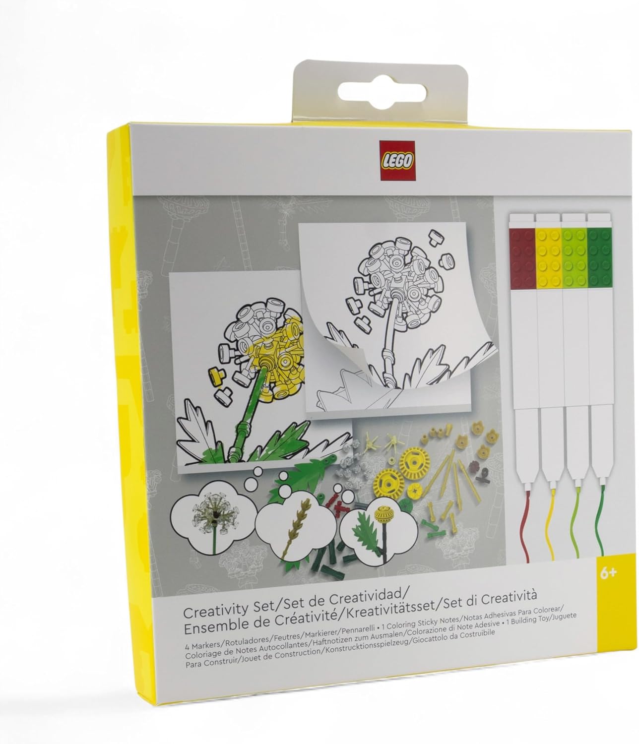 LEGO Stationery Creativity Set with Building Toy - Project Bloom (53667), Includes 1 Sticky Note Pad, 4 Markers, 1 Building Toy