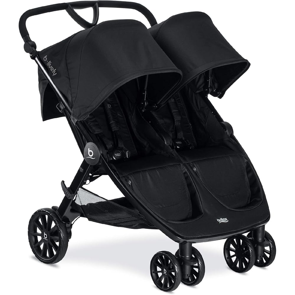 16/mo Finance Britax BLively Double Stroller, Raven Quick Self Standing Fold, Adjustable