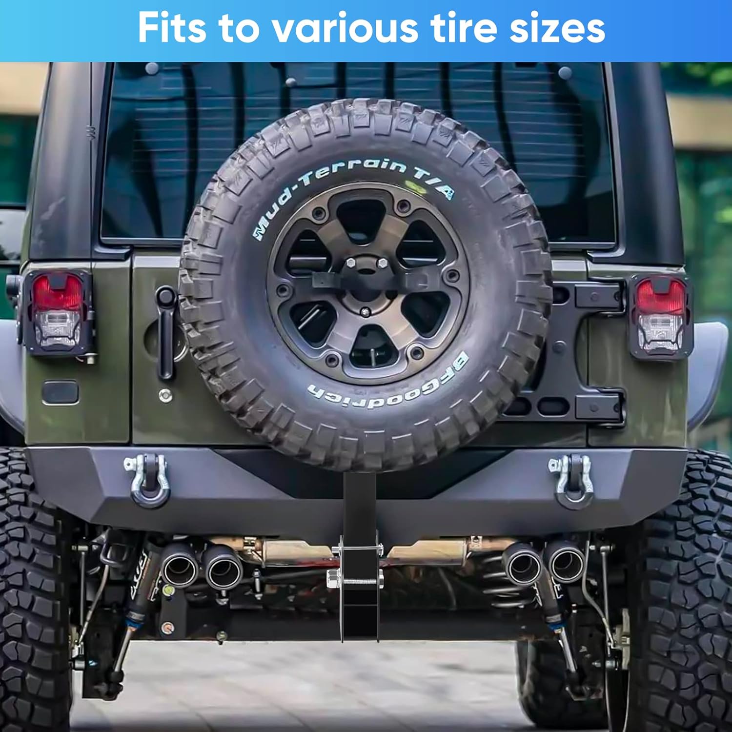 ZZM Trailer Hitch Spare Tire Carrier,Adjustable Hitch Spare Tire Mount for Truck with 2 Inch Receiver,Fits 4 & 5 & 6 Lugs Trailer Wheels : Automotive