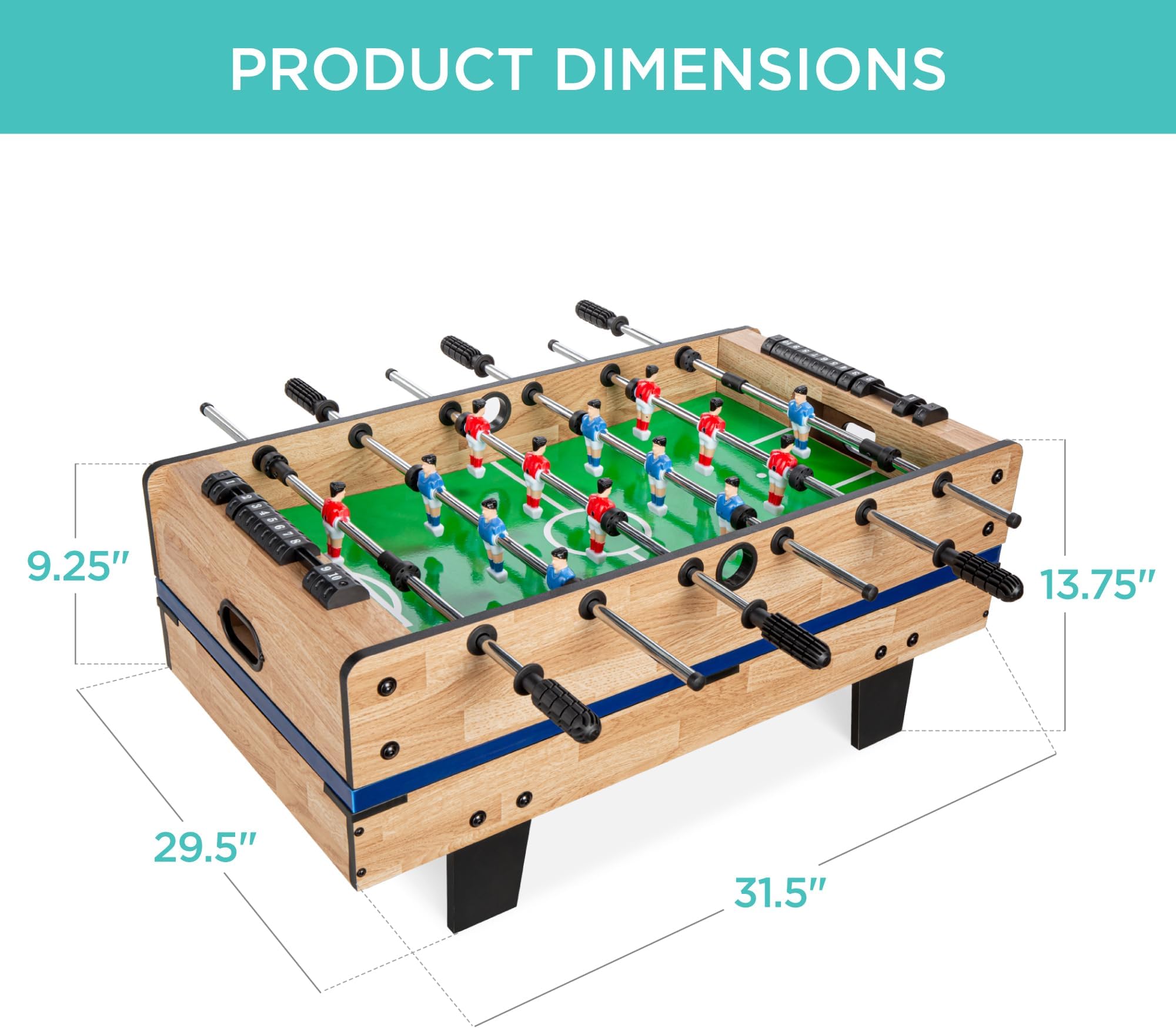 Best Choice Products 4 in 1 Multi Game Table Kids Combination Arcade Set with Pool Billiards, Air Hockey, Soccer and Table Tennis - Natural