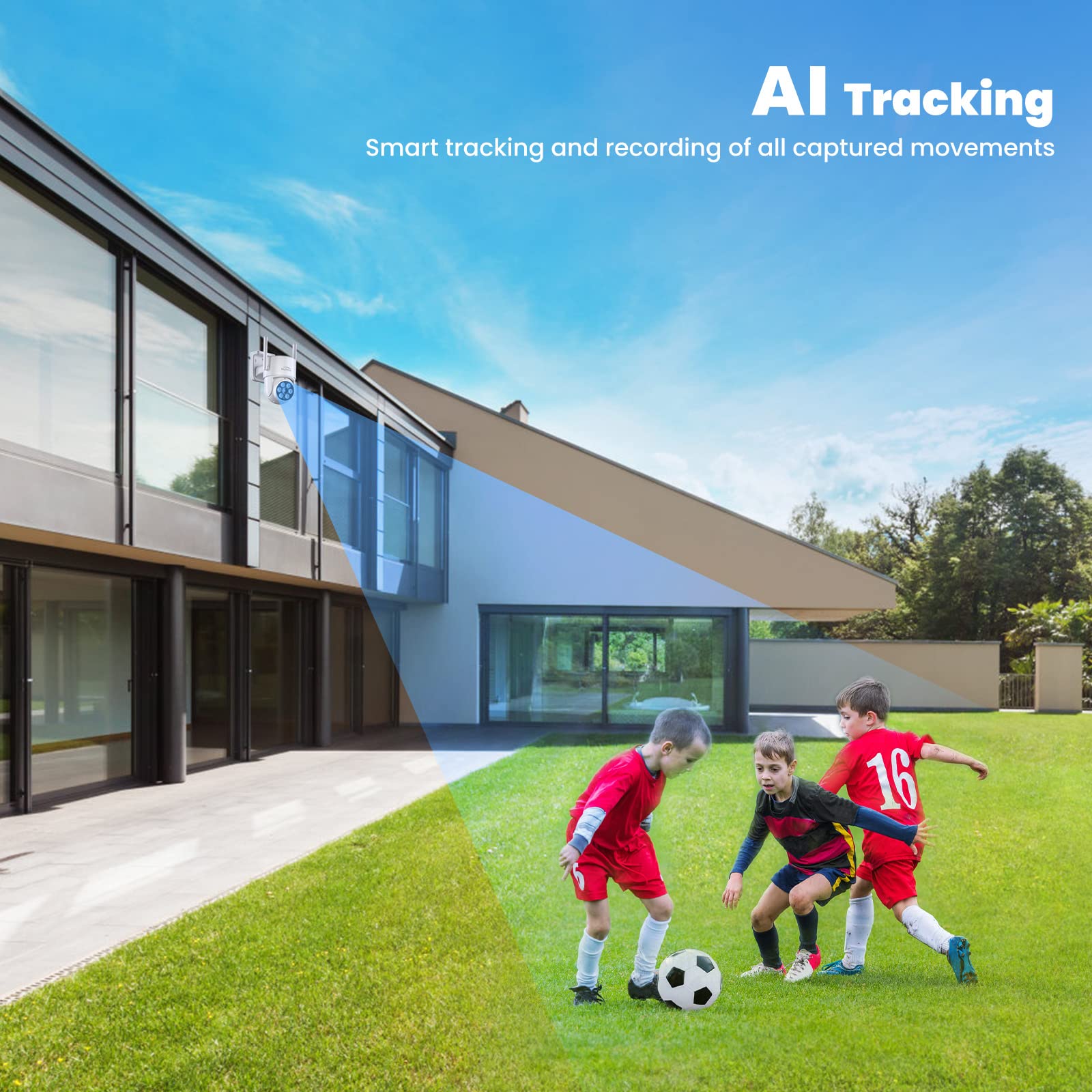 NUFEBS Security Camera 2K/4MP HD Dome Camera Pan/Tilt 355° Surveillance Camera with Spotlight Night Vision Motion Detection Siren WiFi Remote Two-Way Audio Waterproof