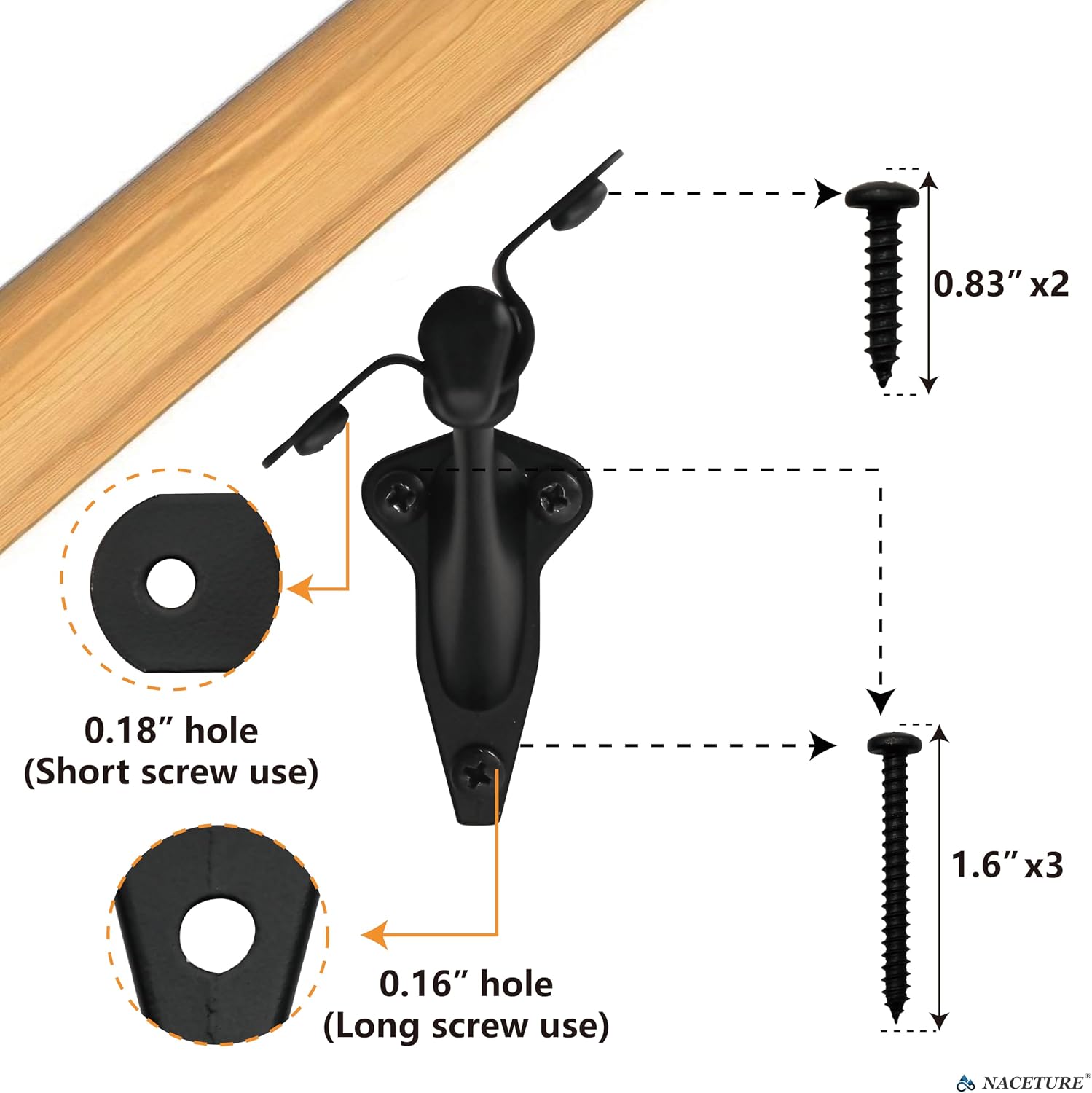 Handrail Brackets for Stairs, 3 Inch, Black, 6 Pack | Heavy-duty 3-inch brackets provide secure support for indoor and outdoor stair handrails.