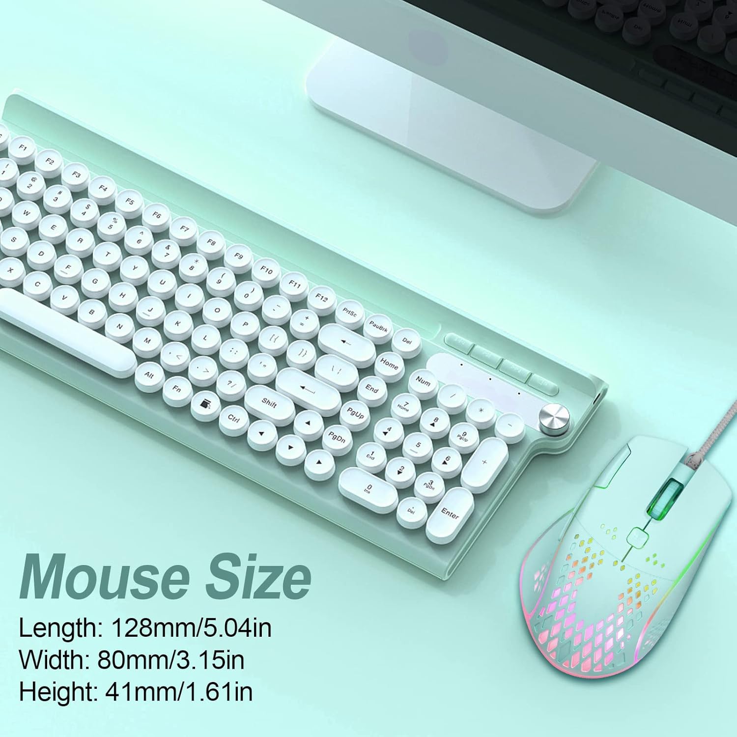 VEGCOO Wired Gaming Mouse, Programmable Optical Mice with Double-Click Key, Silent Mice with Side Buttons, RGB Led Light, 6 Level Adjustable DPI, PC Gamer Mouse for Laptop Mac Computer(Blue)