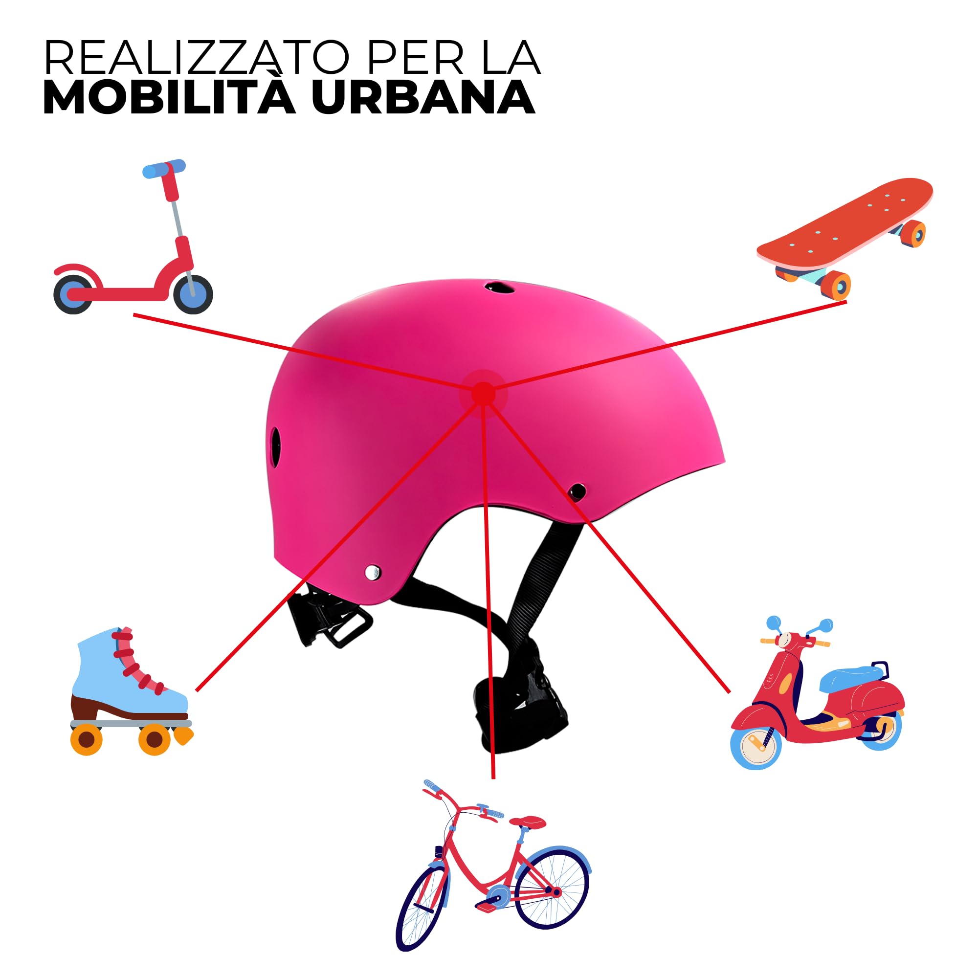 Casco para Patinete y Scooter Eléctrico BHR 837 Urban – Casco para Ciudad Homologado CE para Niños y Adultos – Casco para Bicicleta, MTB, BMX, Skateboard, Patinaje