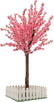 4.92FT Artificial Cherry Blossom Tree, Pink Cherry Blossom Tree, Fake Sakura Flower Tree, Handmade Fake Cherry Blossom Tree Centerpieces Sakura Tree for Wedding Party Christmas Indoor & Outdoor